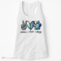 Dog Lover Peace Love Dogs Puppy Paw Women's Tank Top thumb 0