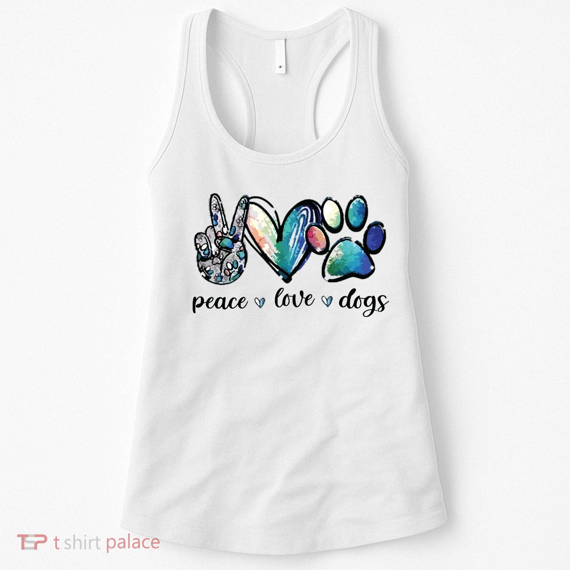 Dog Lover Peace Love Dogs Puppy Paw Women's Tank Top