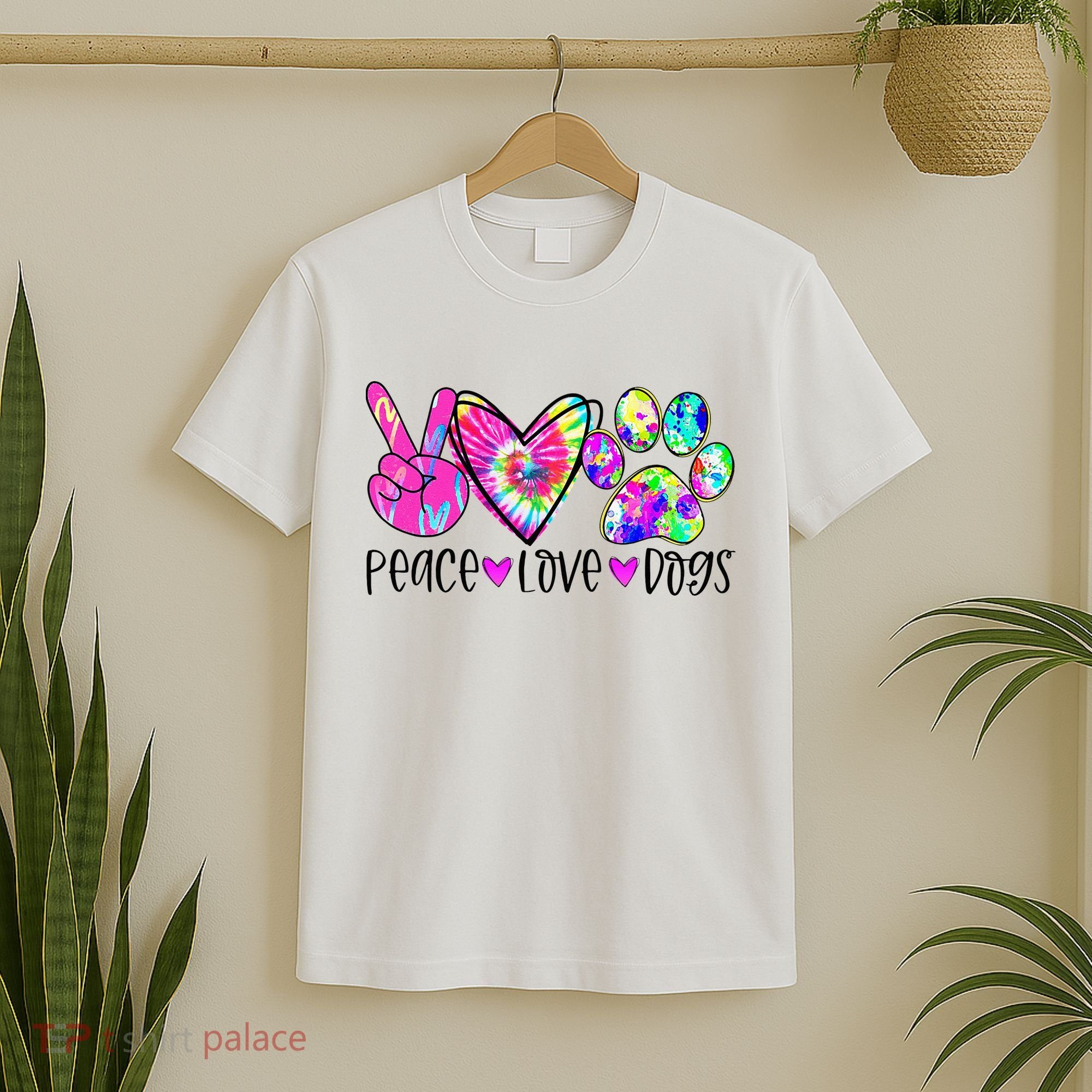 Dog Lover Peace Love Dogs Tie Dye Rescue Puppy Gifts T-Shirt