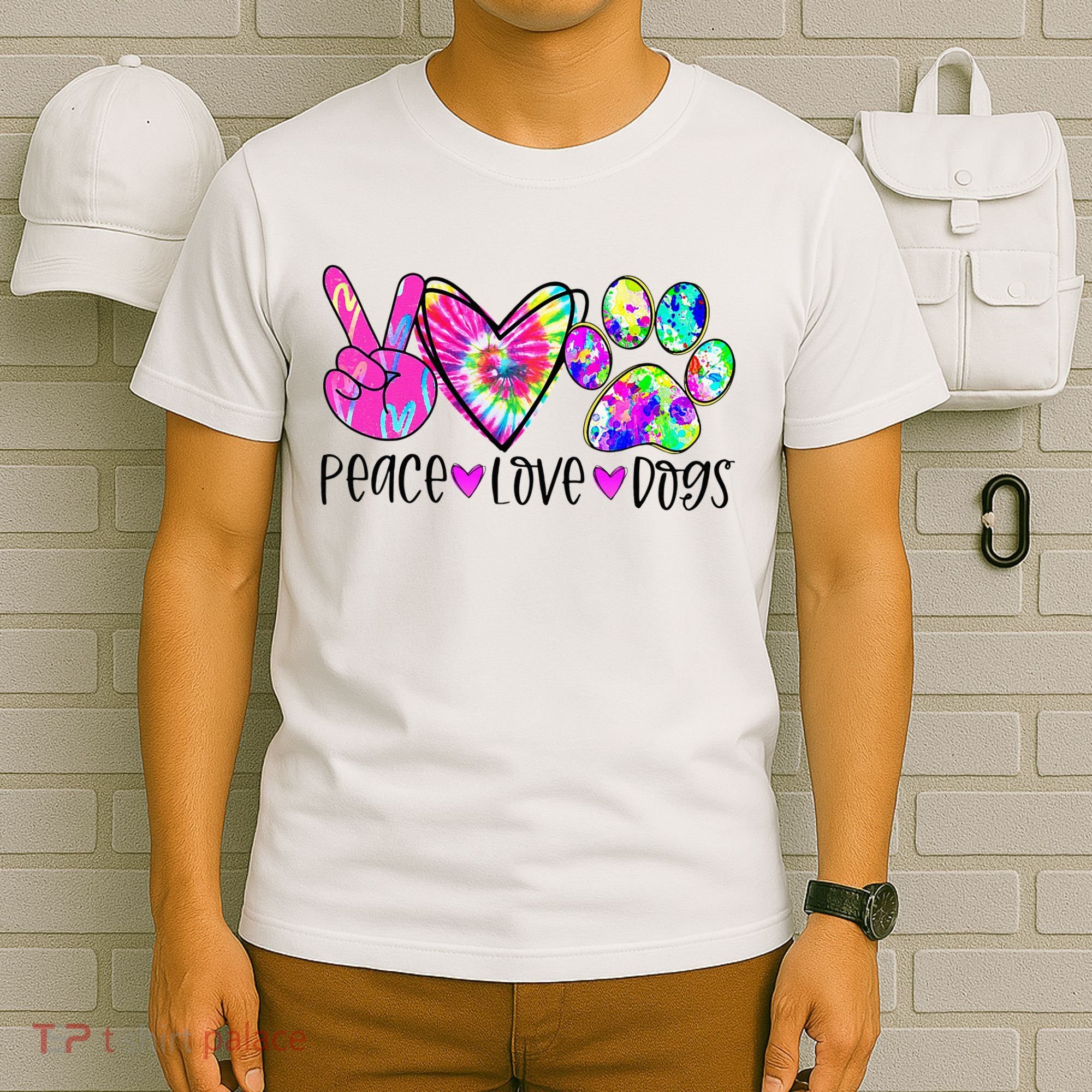 Dog Lover Peace Love Dogs Tie Dye Rescue Puppy Gifts T-Shirt
