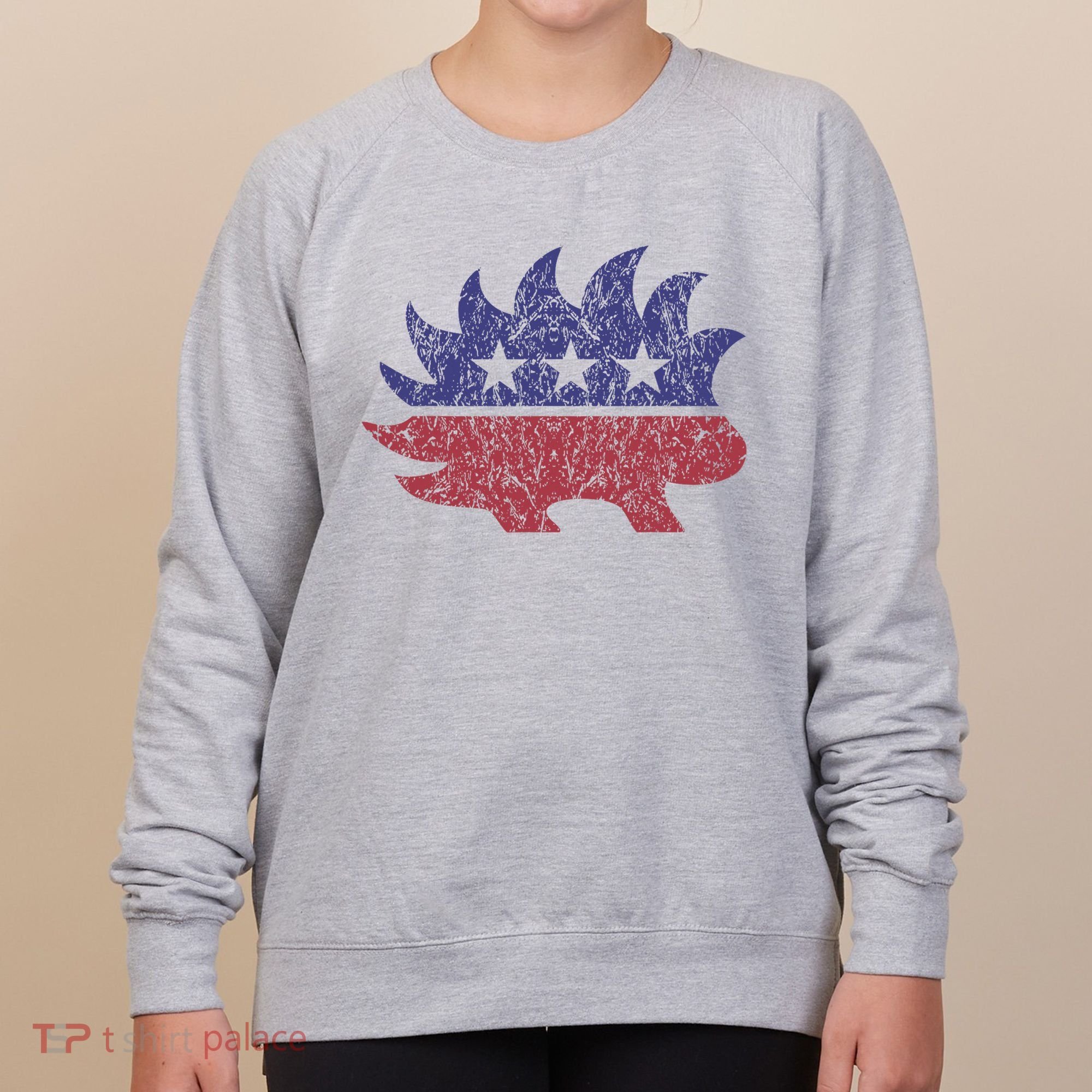 Distressed Libertarian Porcupine Cool Stylized Freedom Women's Sweatshirt