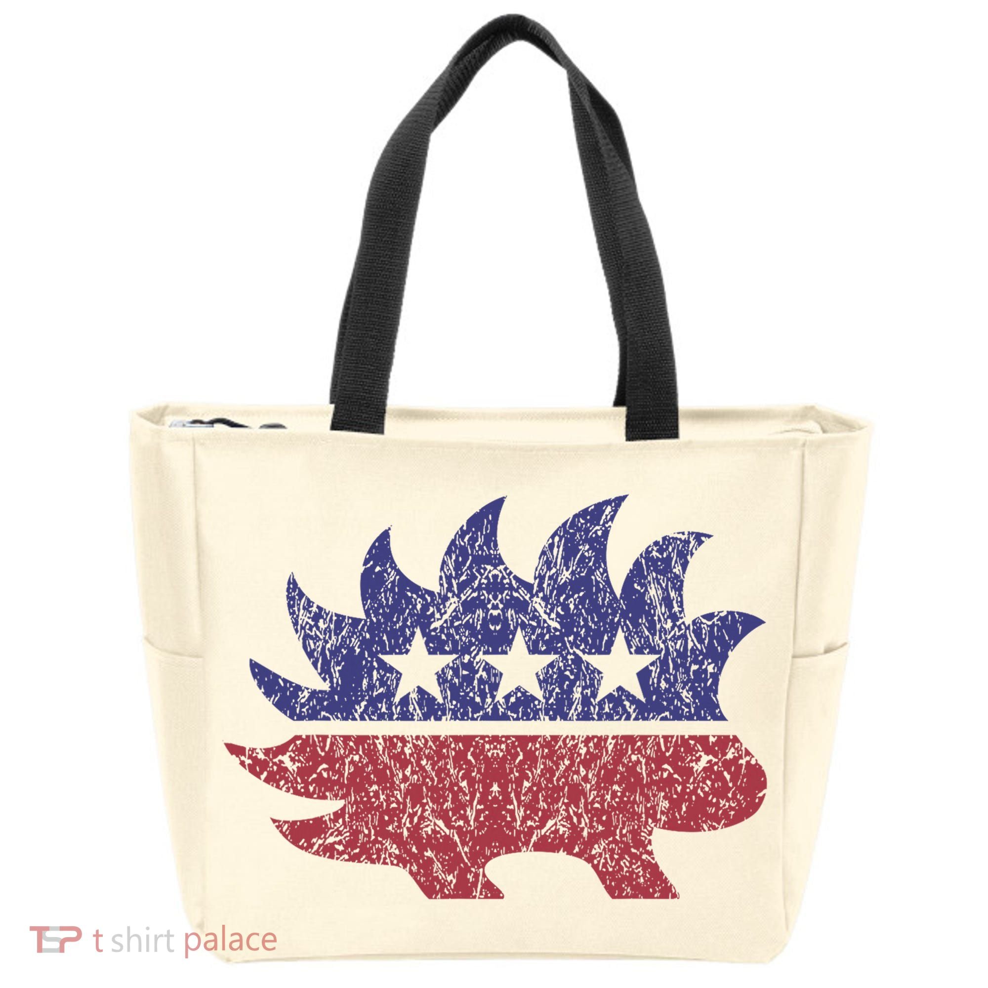 Distressed Libertarian Porcupine Cool Stylized Freedom Tote Bag