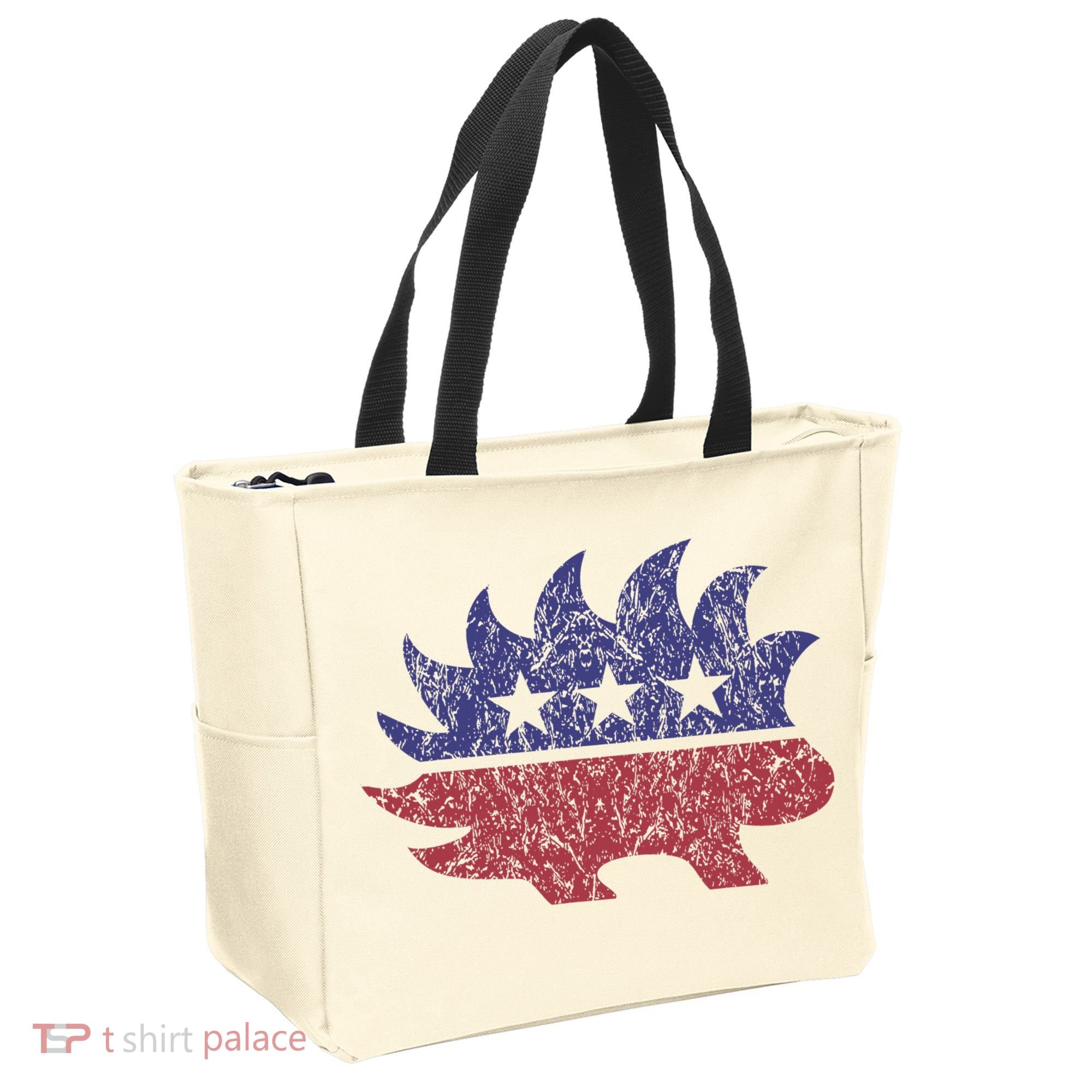 Distressed Libertarian Porcupine Cool Stylized Freedom Tote Bag