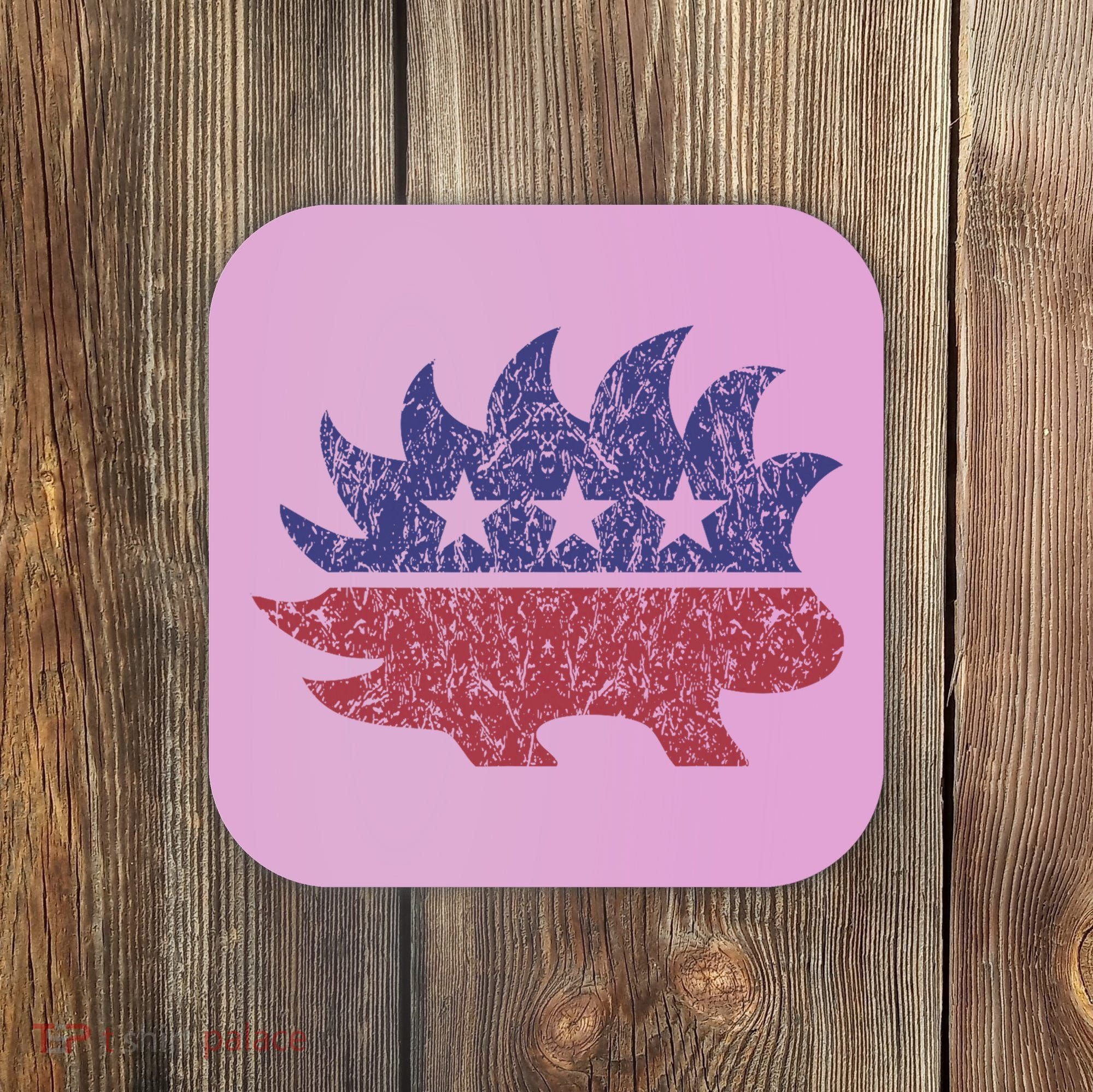 Distressed Libertarian Porcupine Cool Stylized Freedom Coaster