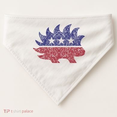 Distressed Libertarian Porcupine Cool Stylized Freedom USA-Made Doggie Bandana