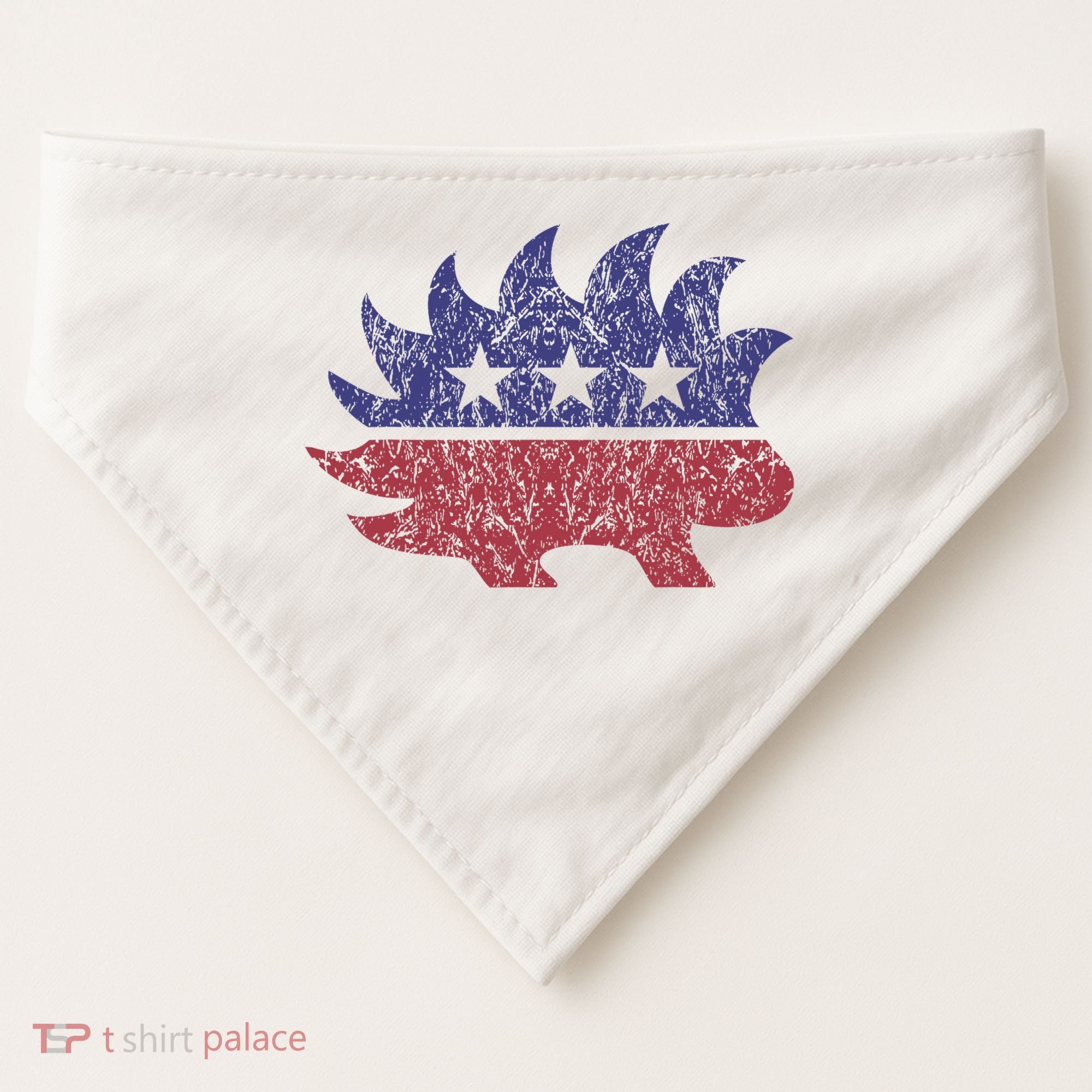 Distressed Libertarian Porcupine Cool Stylized Freedom USA-Made Doggie Bandana