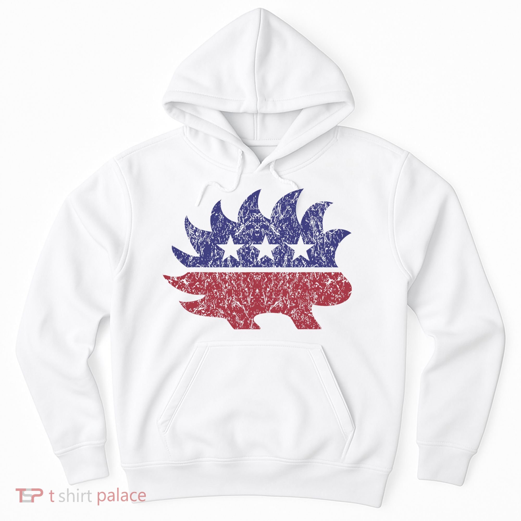 Distressed Libertarian Porcupine Cool Stylized Freedom Hoodie