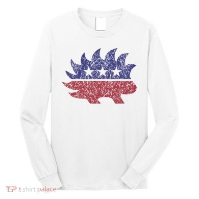 Distressed Libertarian Porcupine Cool Stylized Freedom Long Sleeve Shirt