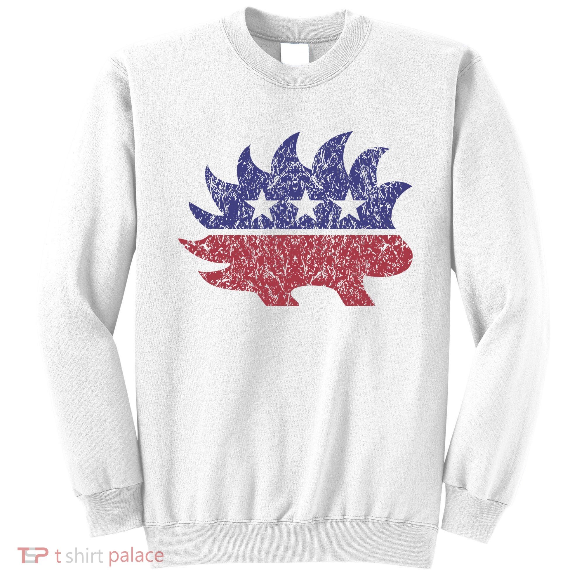 Distressed Libertarian Porcupine Cool Stylized Freedom Sweatshirt