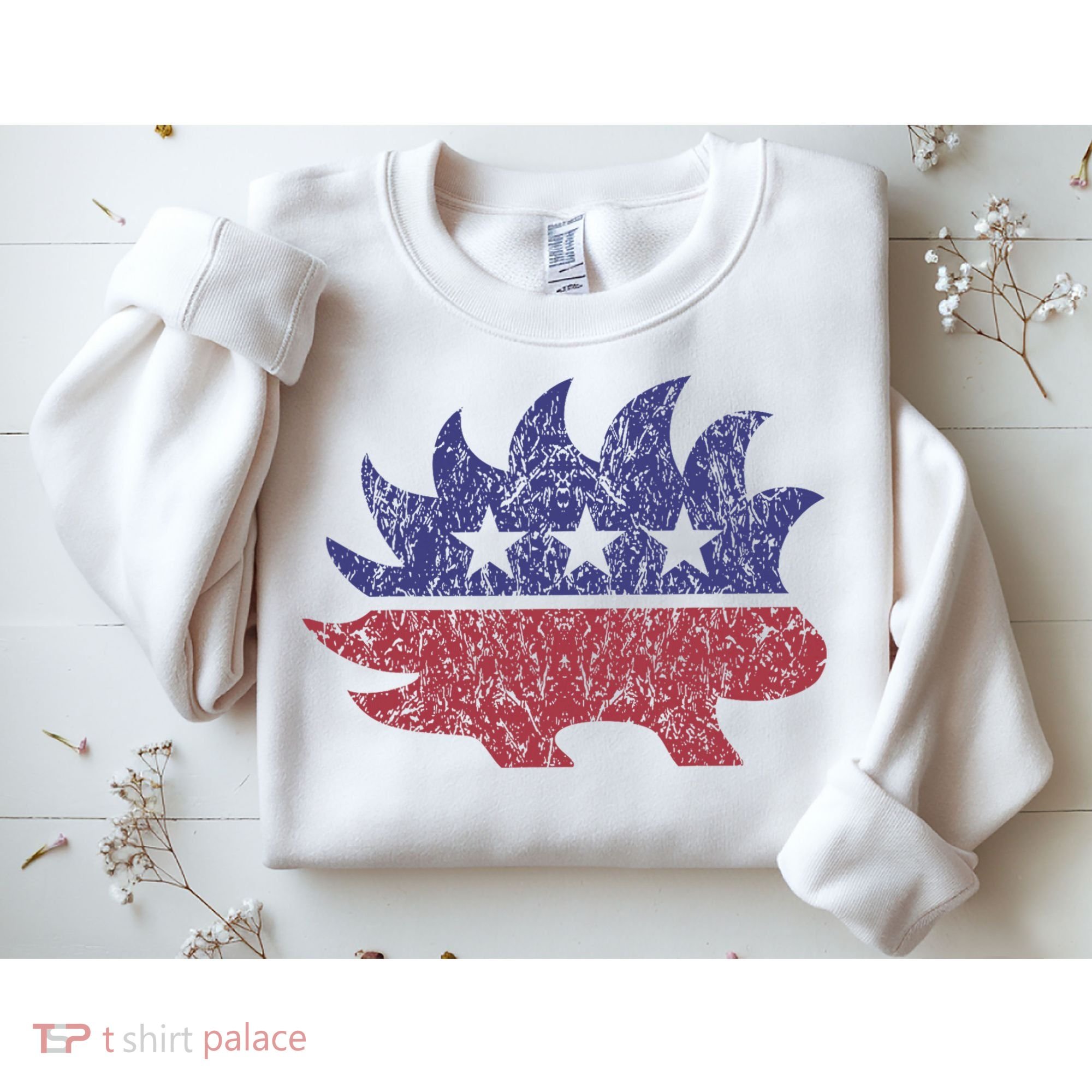 Distressed Libertarian Porcupine Cool Stylized Freedom Sweatshirt