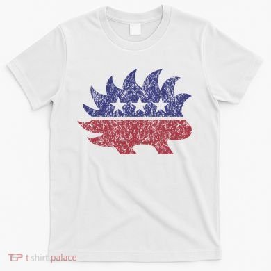 Distressed Libertarian Porcupine Cool Stylized Freedom T-Shirt
