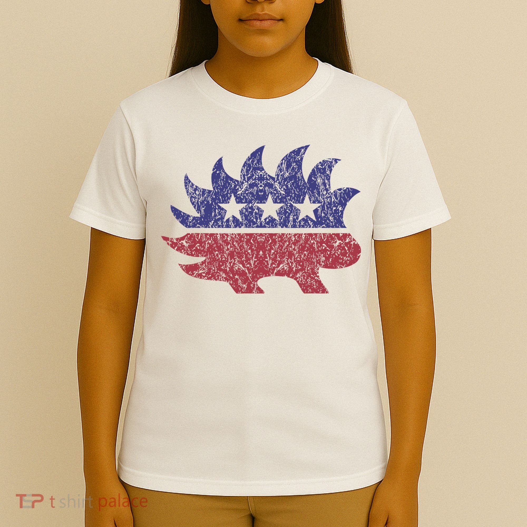 Distressed Libertarian Porcupine Cool Stylized Freedom T-Shirt