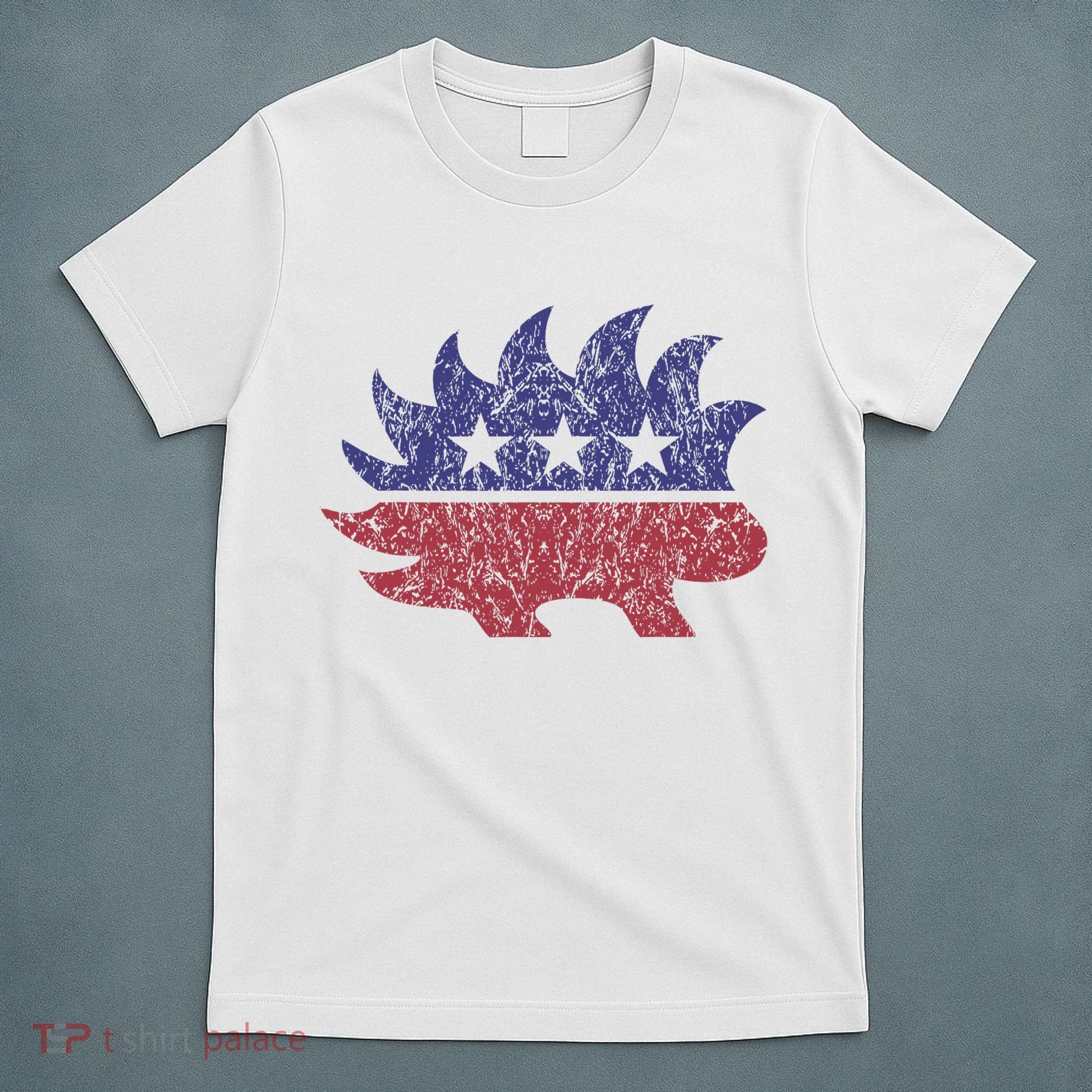Distressed Libertarian Porcupine Cool Stylized Freedom T-Shirt