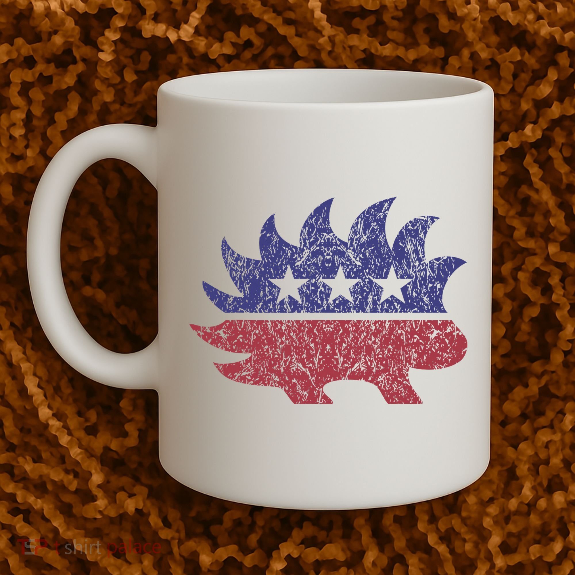 Distressed Libertarian Porcupine Cool Stylized Freedom Coffee Mug