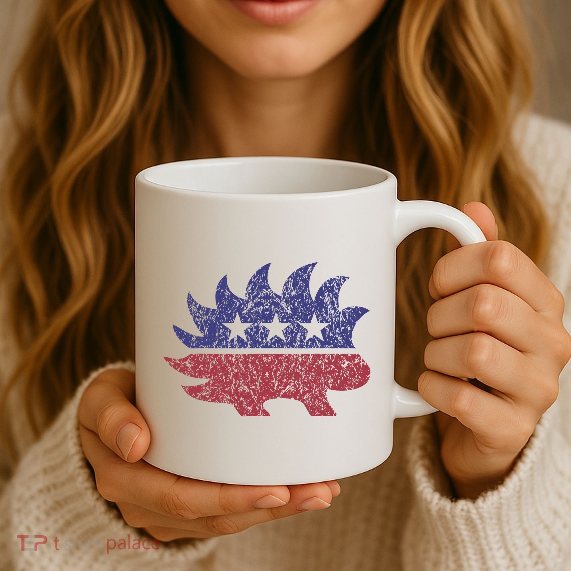 Distressed Libertarian Porcupine Cool Stylized Freedom Coffee Mug