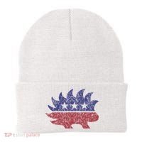 Distressed Libertarian Porcupine Cool Stylized Freedom Beanie thumb 0