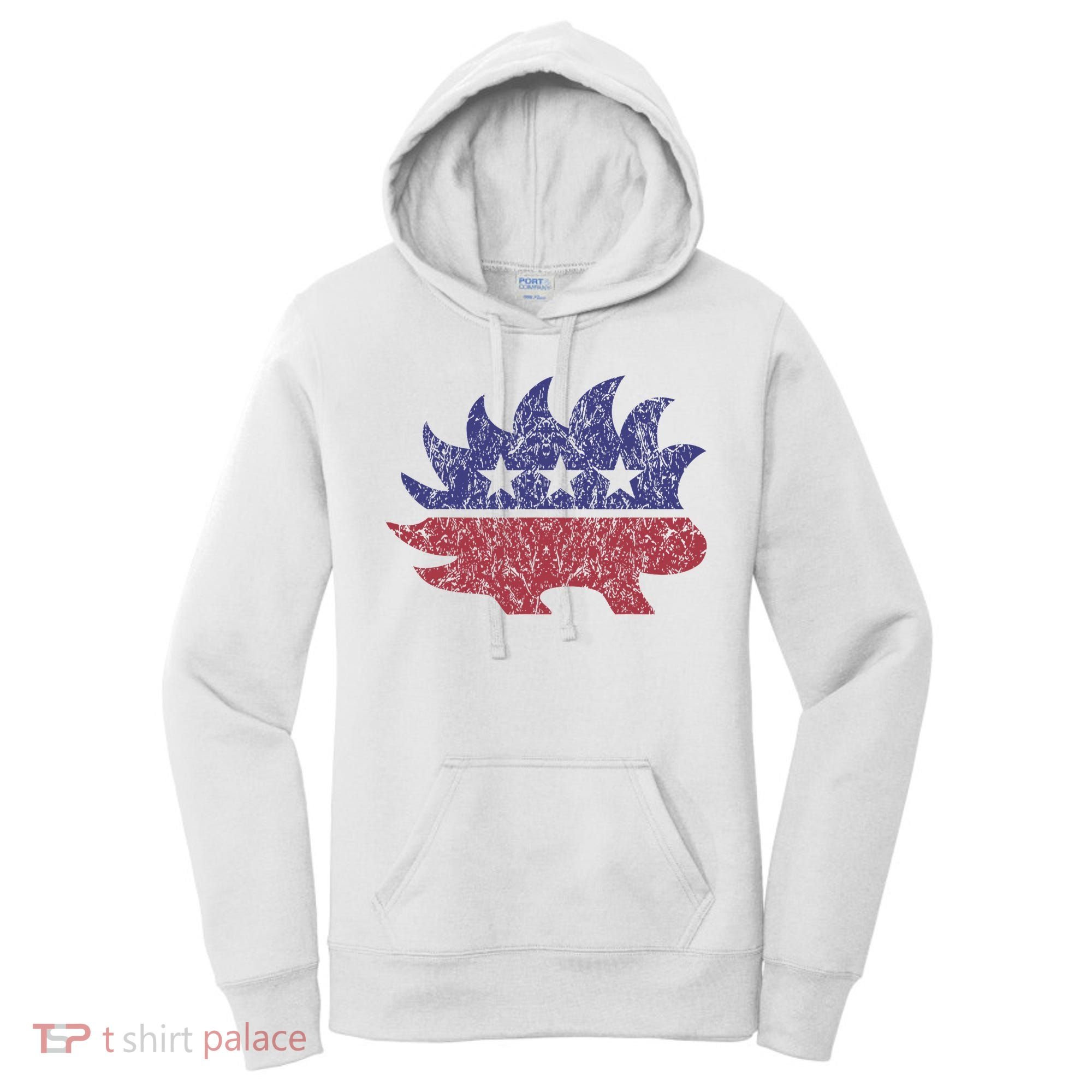 Distressed Libertarian Porcupine Cool Stylized Freedom Women's Hoodie