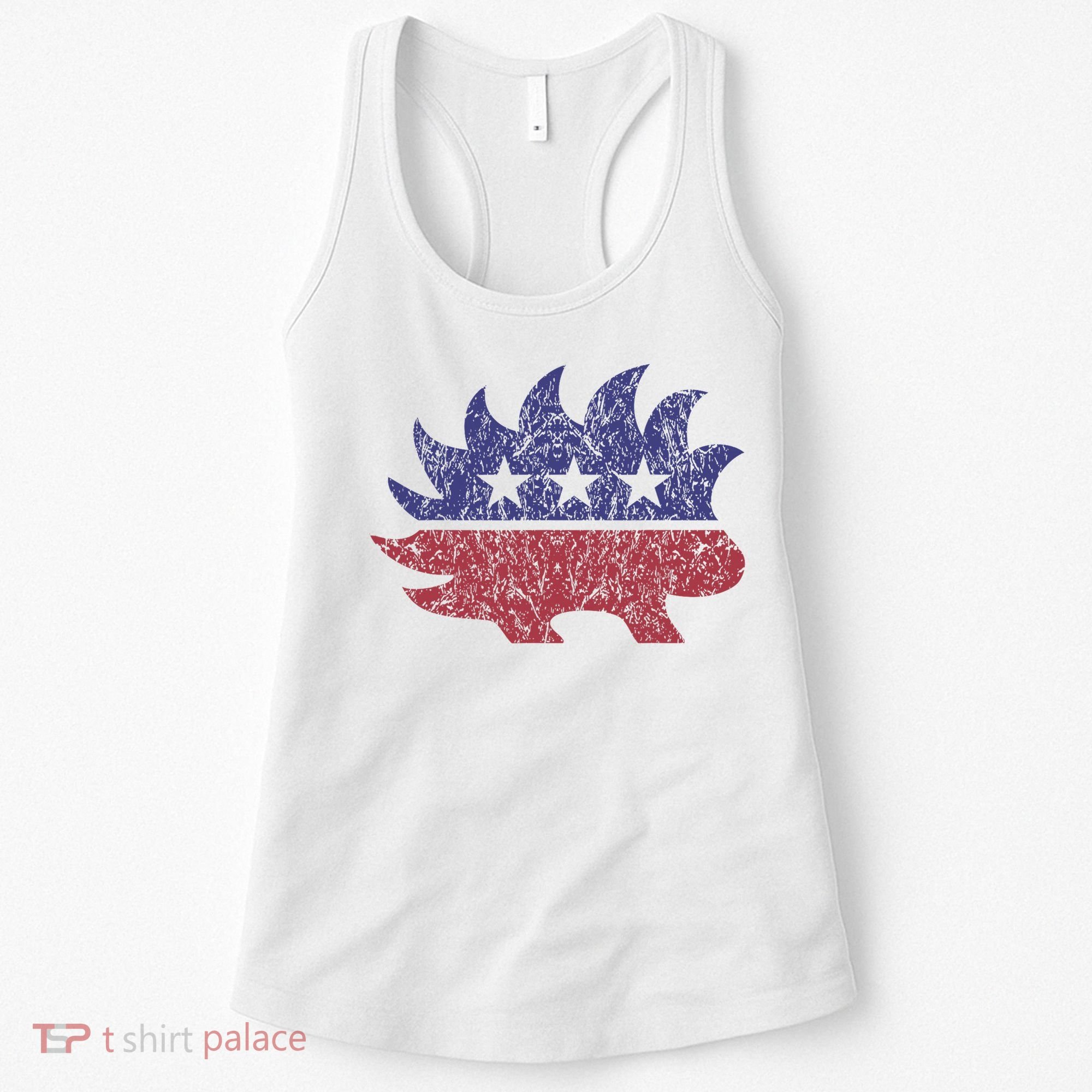 Distressed Libertarian Porcupine Cool Stylized Freedom Women's Tank Top