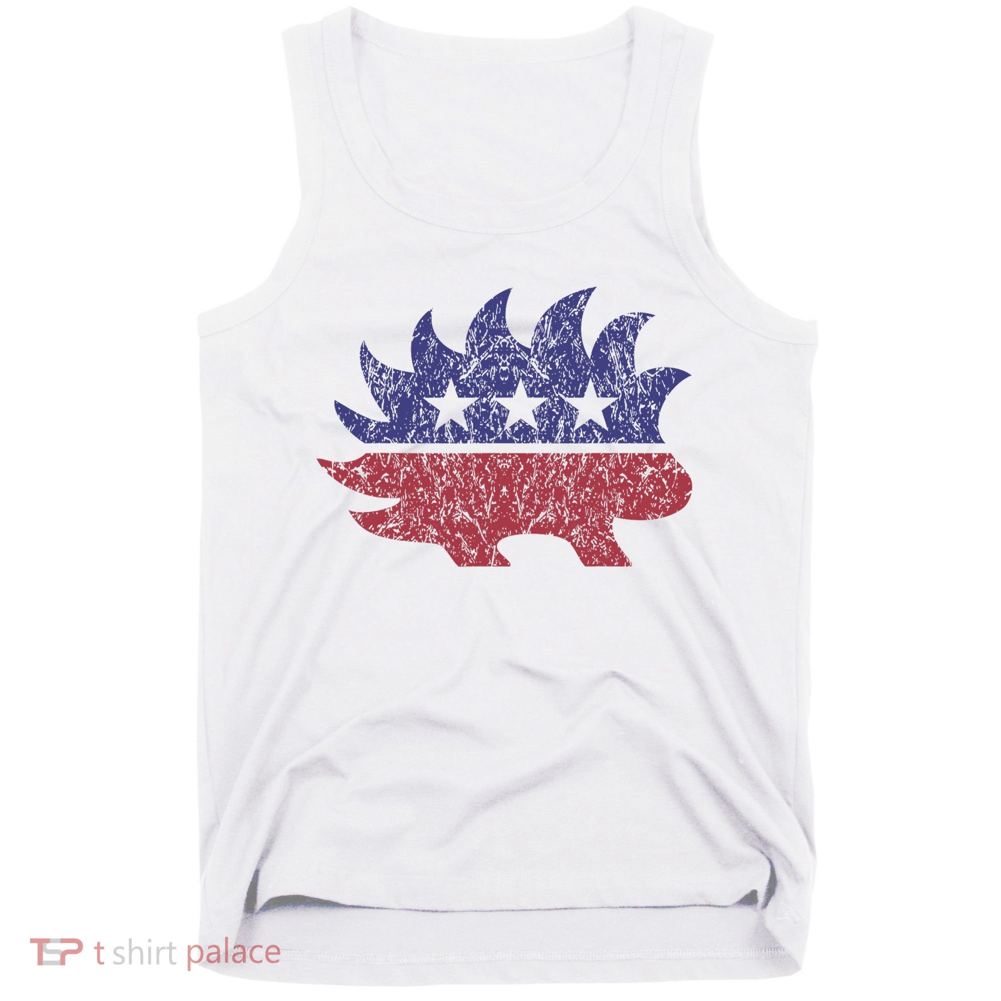 Distressed Libertarian Porcupine Cool Stylized Freedom Tank Top