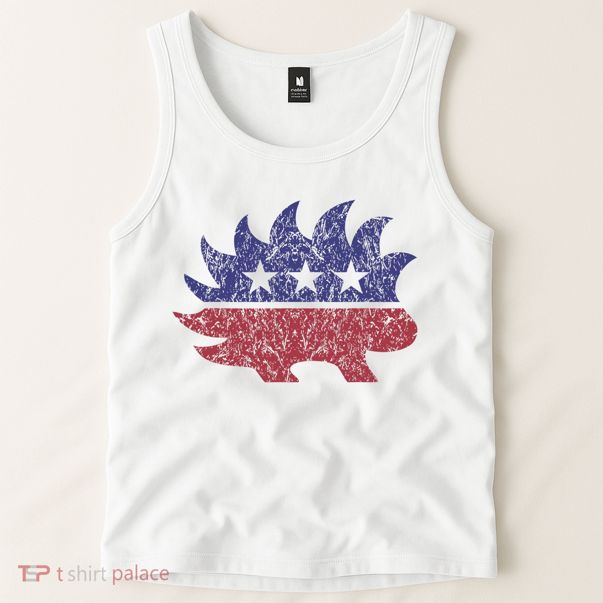 Distressed Libertarian Porcupine Cool Stylized Freedom Tank Top