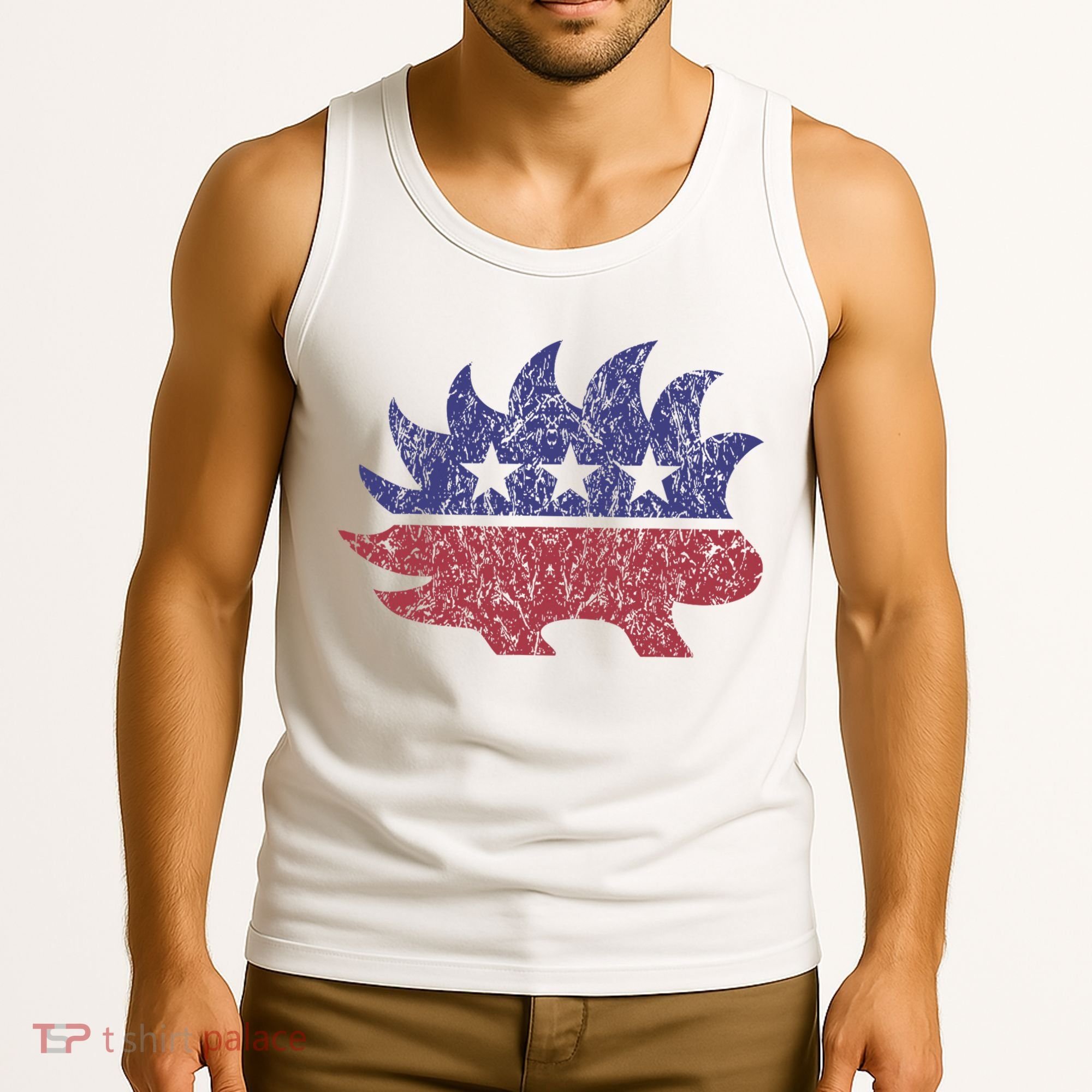 Distressed Libertarian Porcupine Cool Stylized Freedom Tank Top