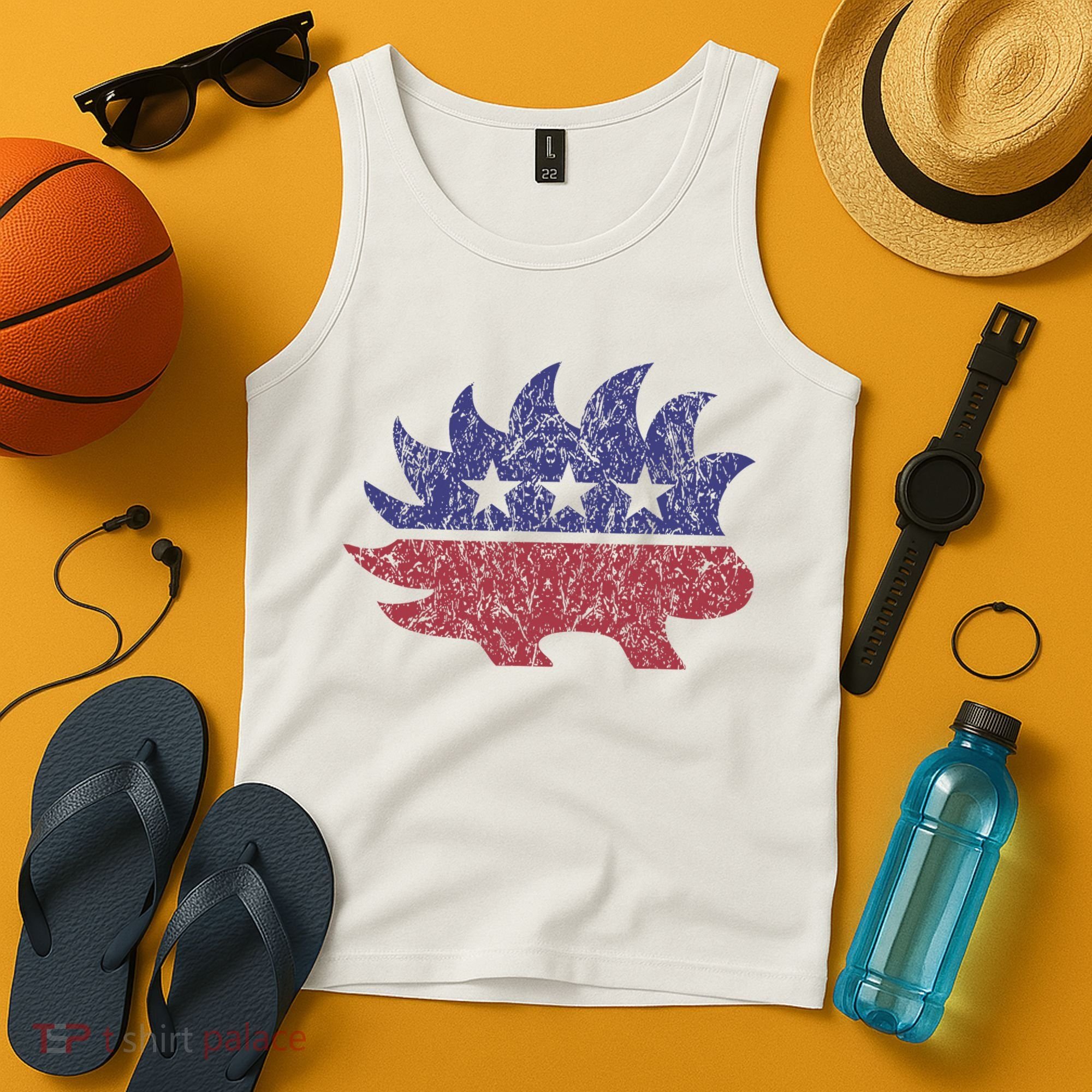 Distressed Libertarian Porcupine Cool Stylized Freedom Tank Top