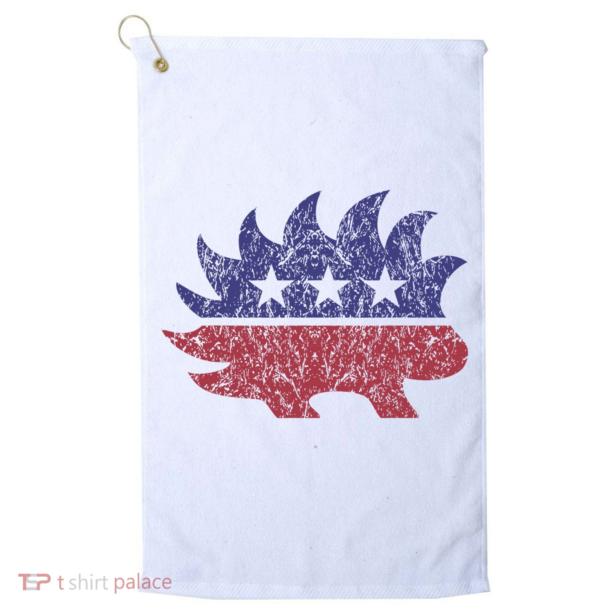 Distressed Libertarian Porcupine Cool Stylized Freedom Golf Towel