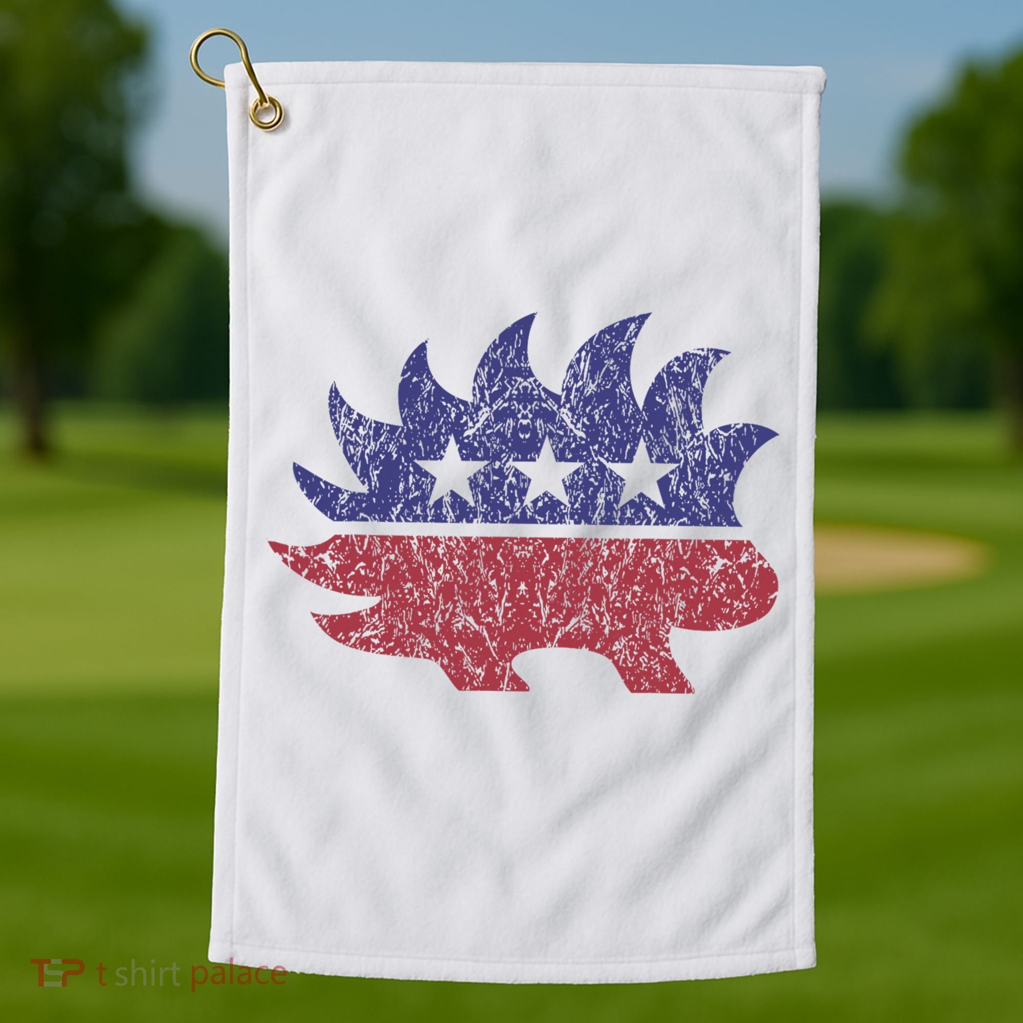 Distressed Libertarian Porcupine Cool Stylized Freedom Golf Towel