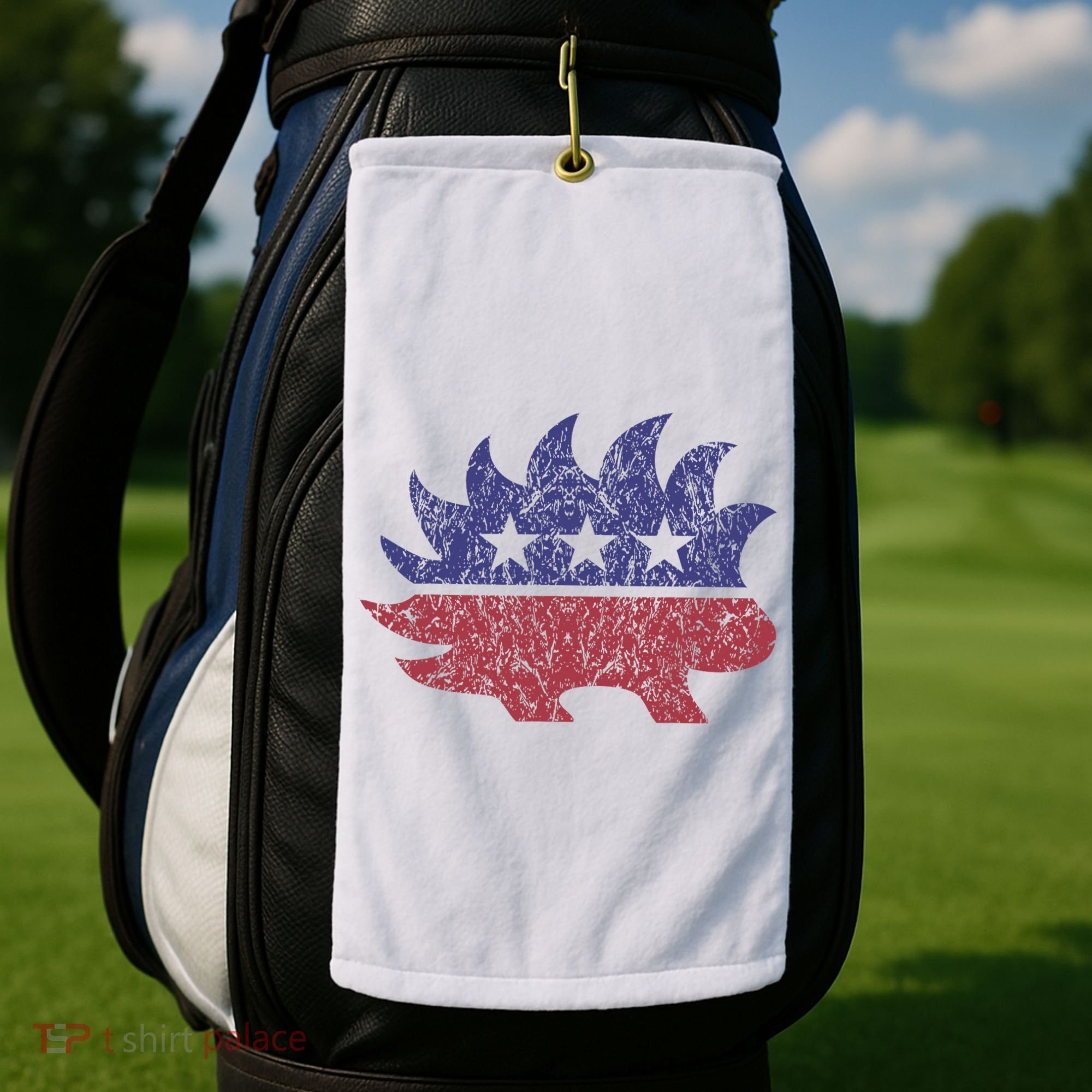 Distressed Libertarian Porcupine Cool Stylized Freedom Golf Towel