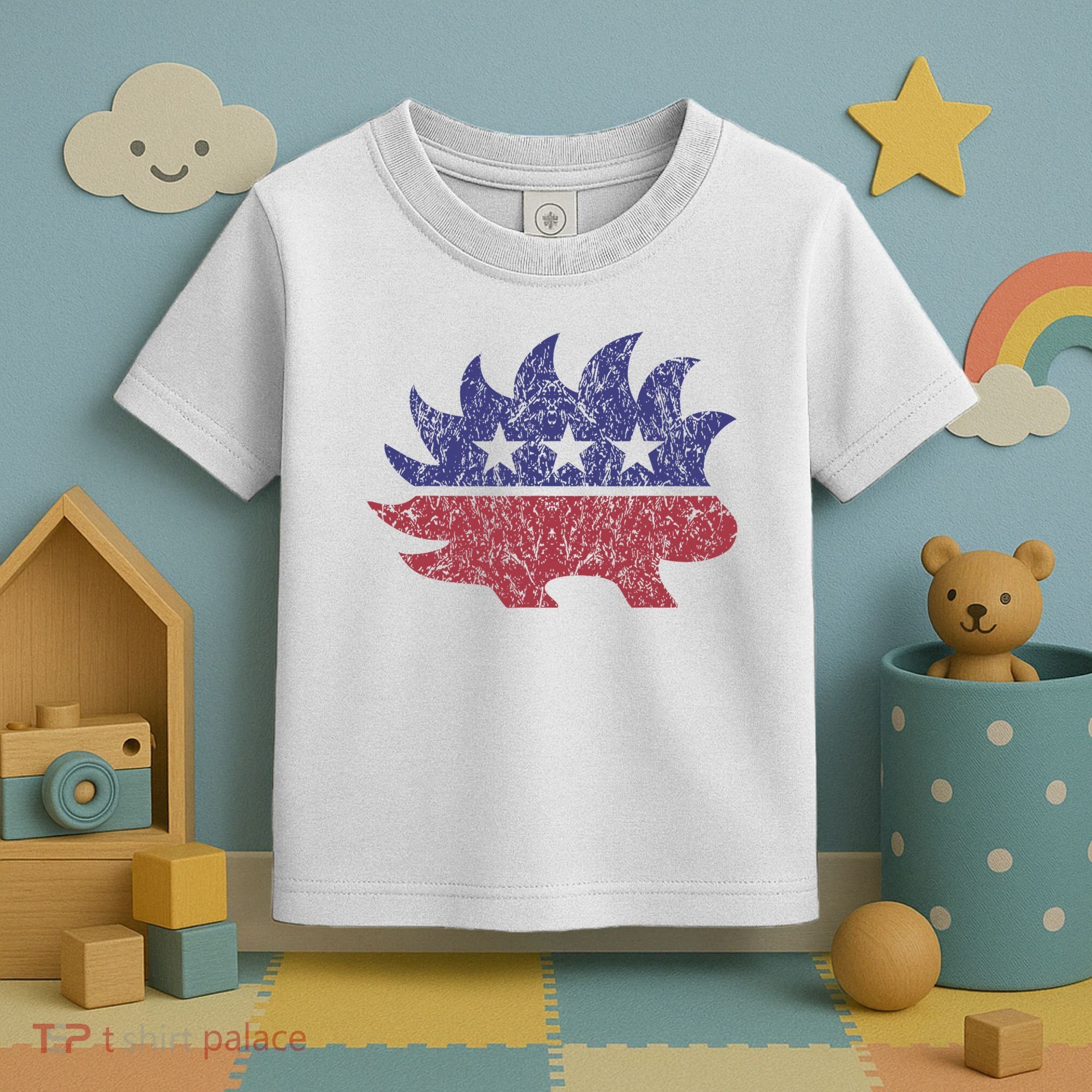 Distressed Libertarian Porcupine Cool Stylized Freedom Toddler T-Shirt