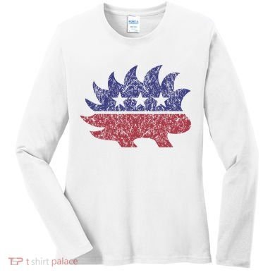 Distressed Libertarian Porcupine Cool Stylized Freedom Women's Long Sleeve Shirt