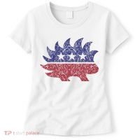 Distressed Libertarian Porcupine Cool Stylized Freedom Women's T-Shirt thumb 0
