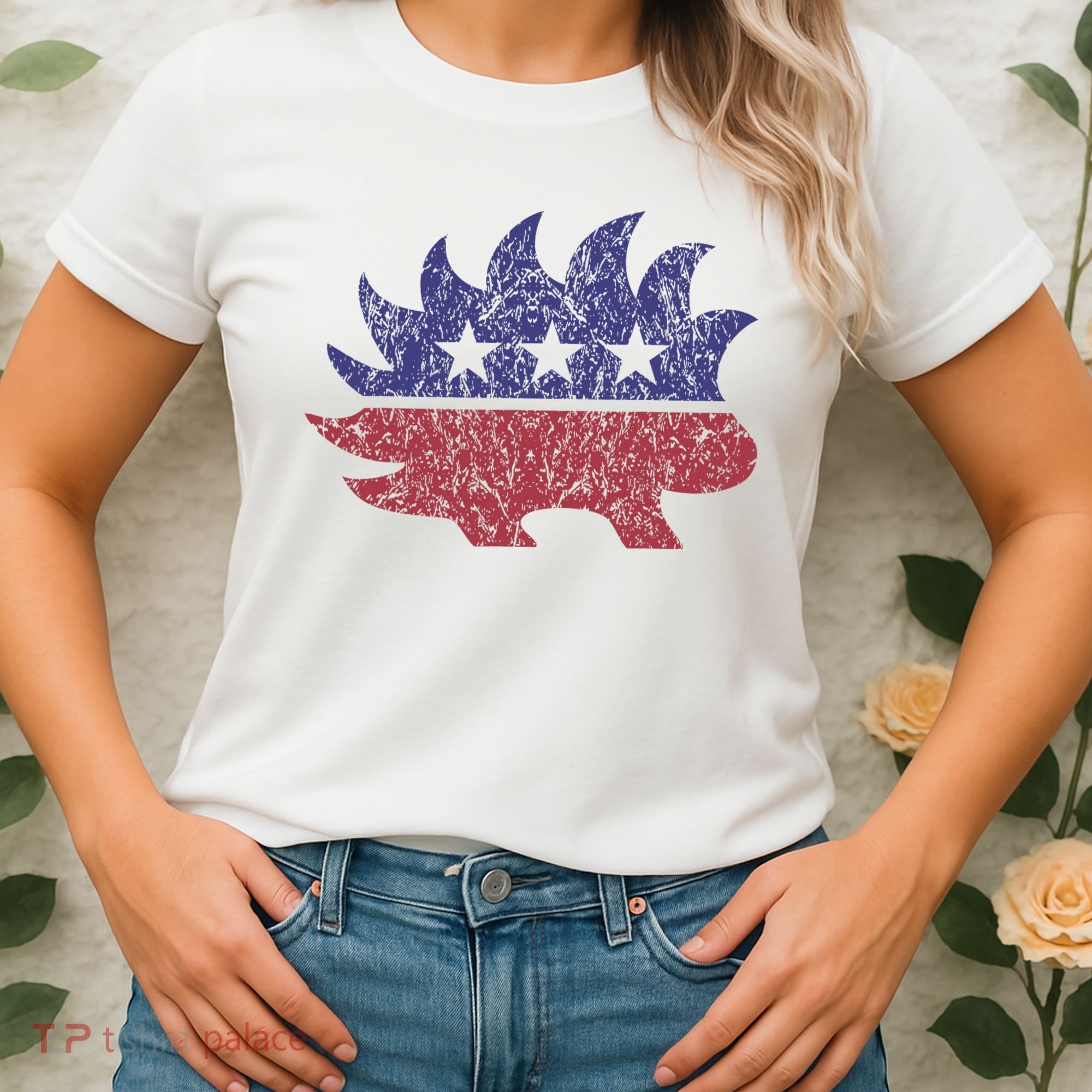 Distressed Libertarian Porcupine Cool Stylized Freedom Women's T-Shirt