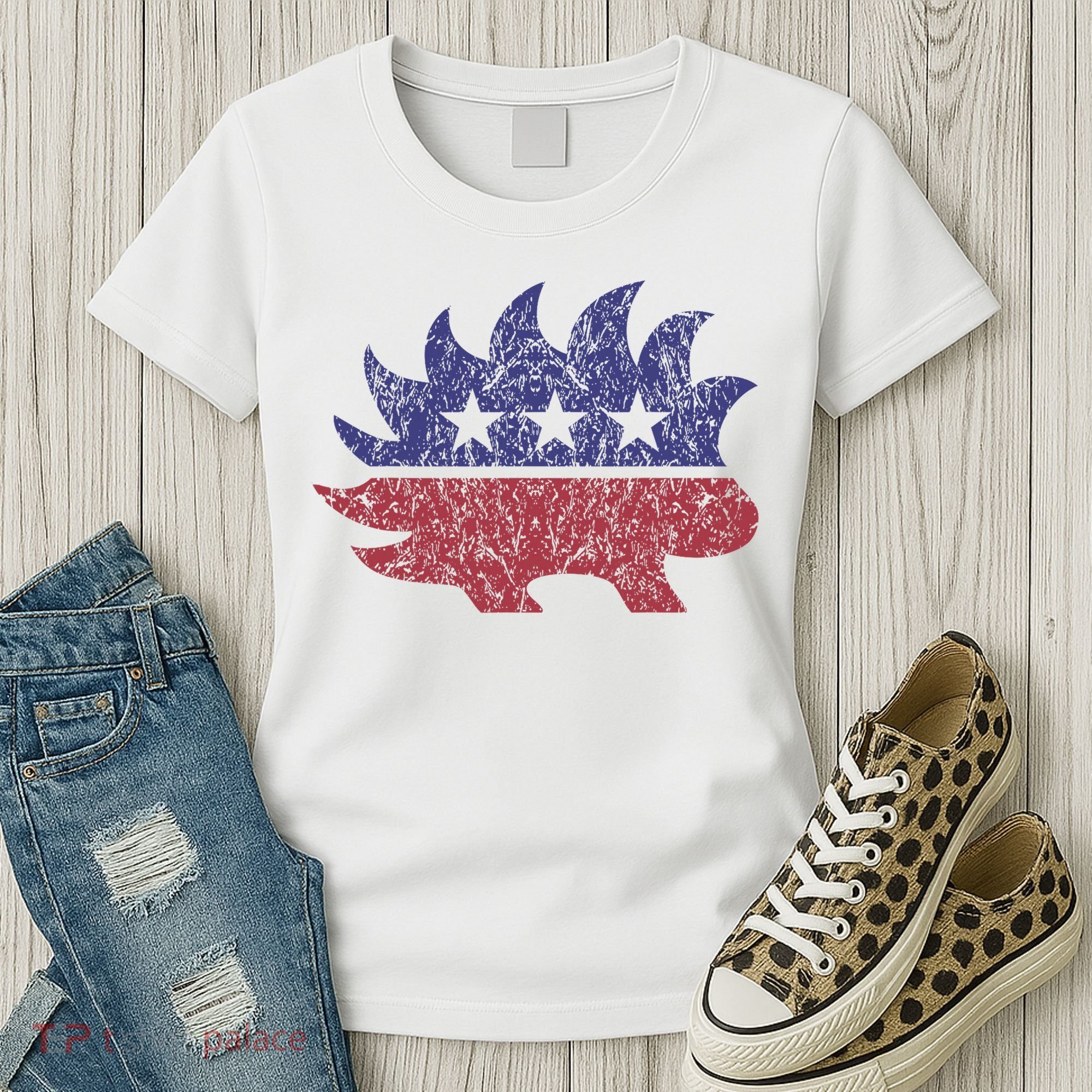 Distressed Libertarian Porcupine Cool Stylized Freedom Women's T-Shirt