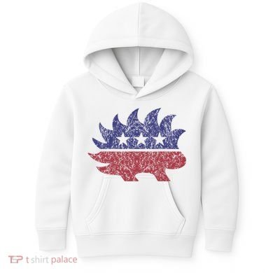 Distressed Libertarian Porcupine Cool Stylized Freedom Kids Hoodie