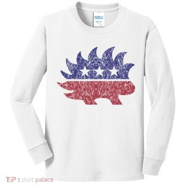 Distressed Libertarian Porcupine Cool Stylized Freedom Kids Long Sleeve Shirt