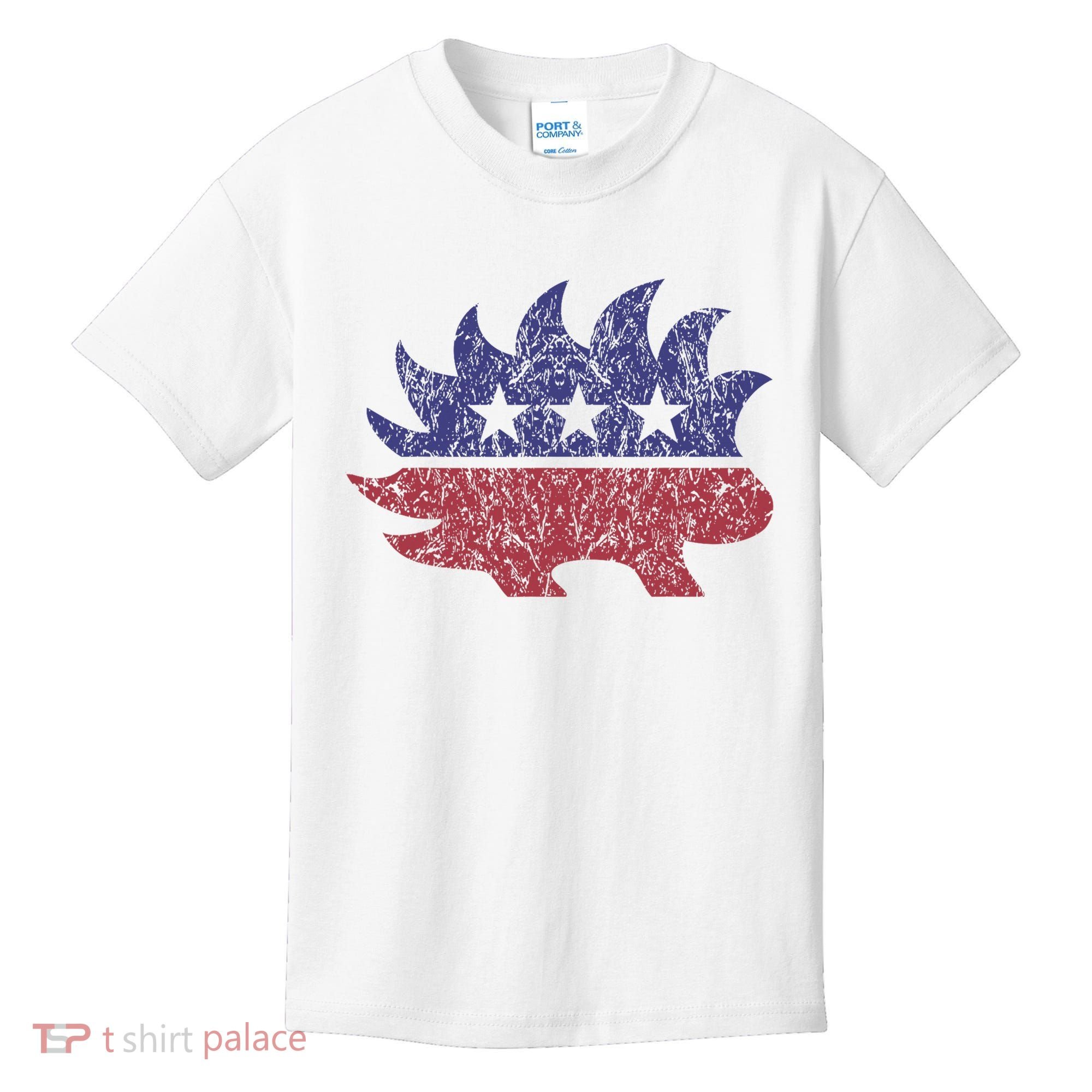 Distressed Libertarian Porcupine Cool Stylized Freedom Kids T-Shirt