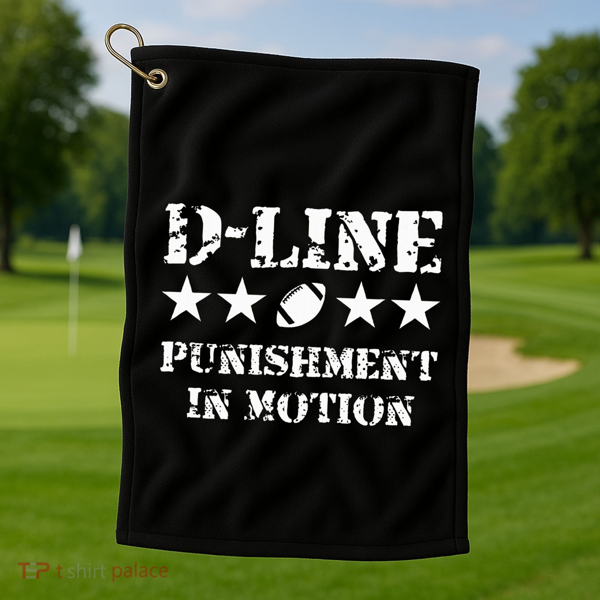 D Line Punishment In Motion Football Defensive Lineman Golf Towel