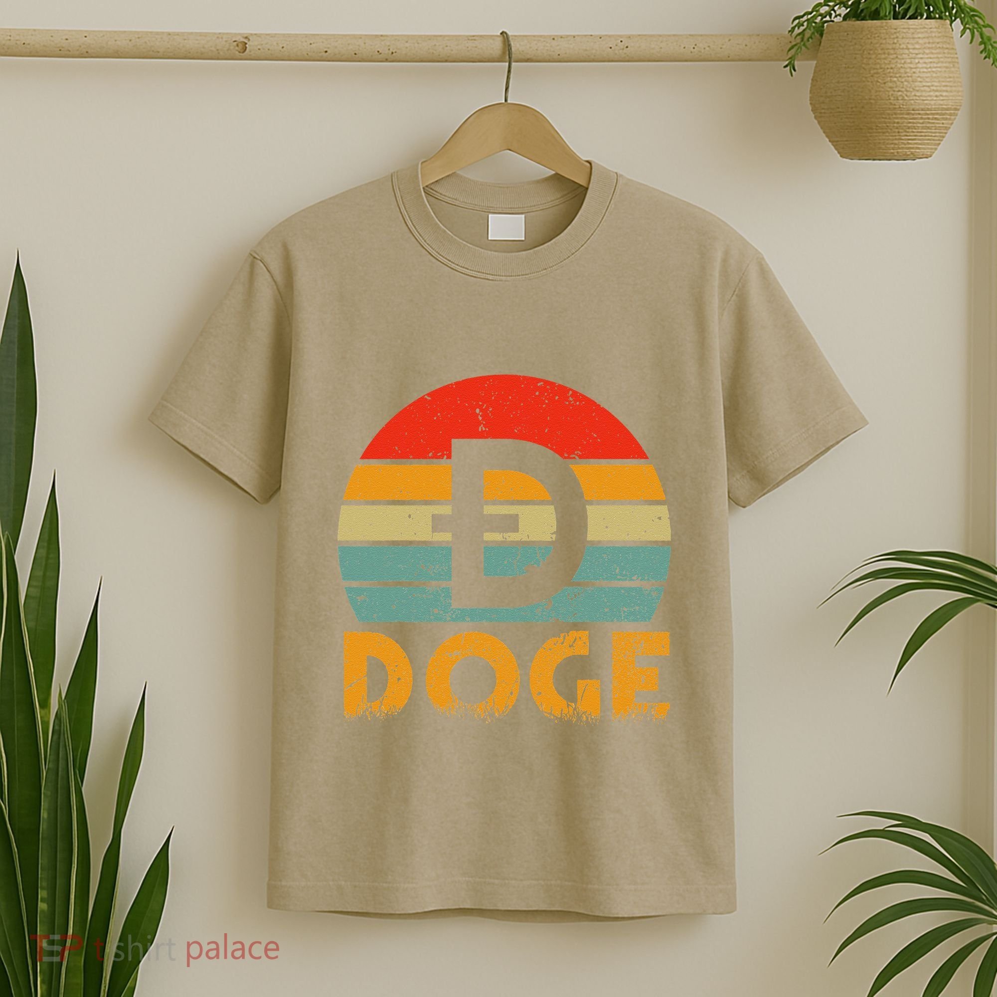 Dogecoin Logo Retro Vintage Dogecoin Hodler Trader T-Shirt