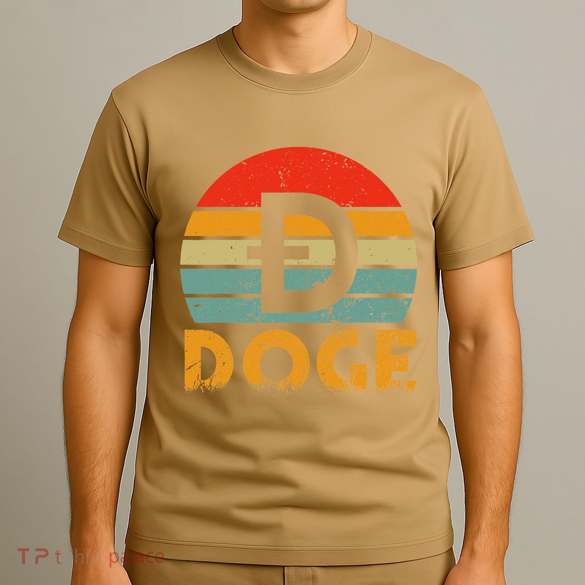 Dogecoin Logo Retro Vintage Dogecoin Hodler Trader T-Shirt