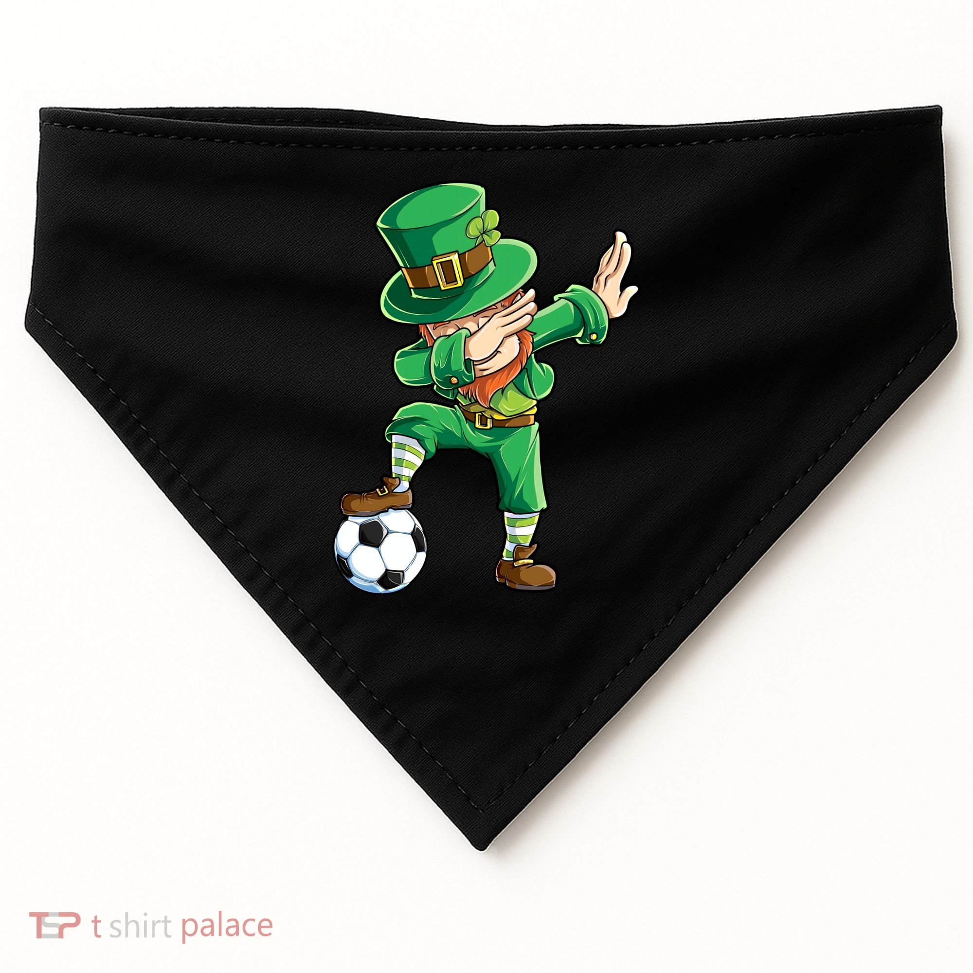 Dabbing Leprechaun St Patricks Day Soccer Sports Gift USA-Made Doggie Bandana