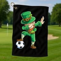 Dabbing Leprechaun St Patricks Day Soccer Sports Gift Golf Towel thumb 1