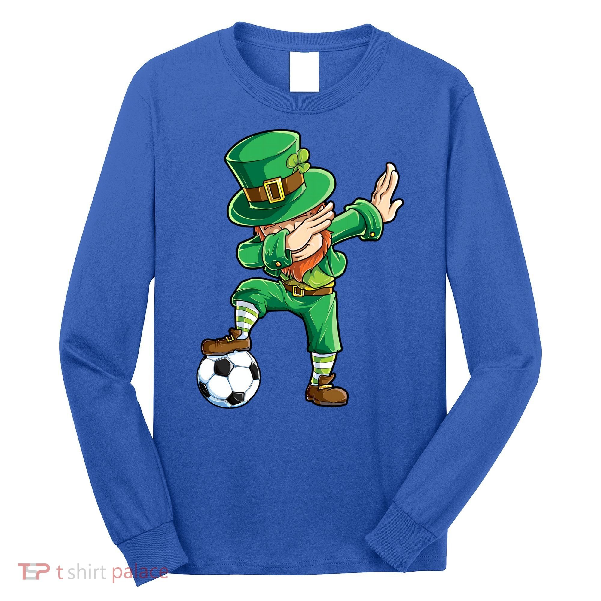 Dabbing Leprechaun St Patricks Day Soccer Sports Gift Long Sleeve Shirt