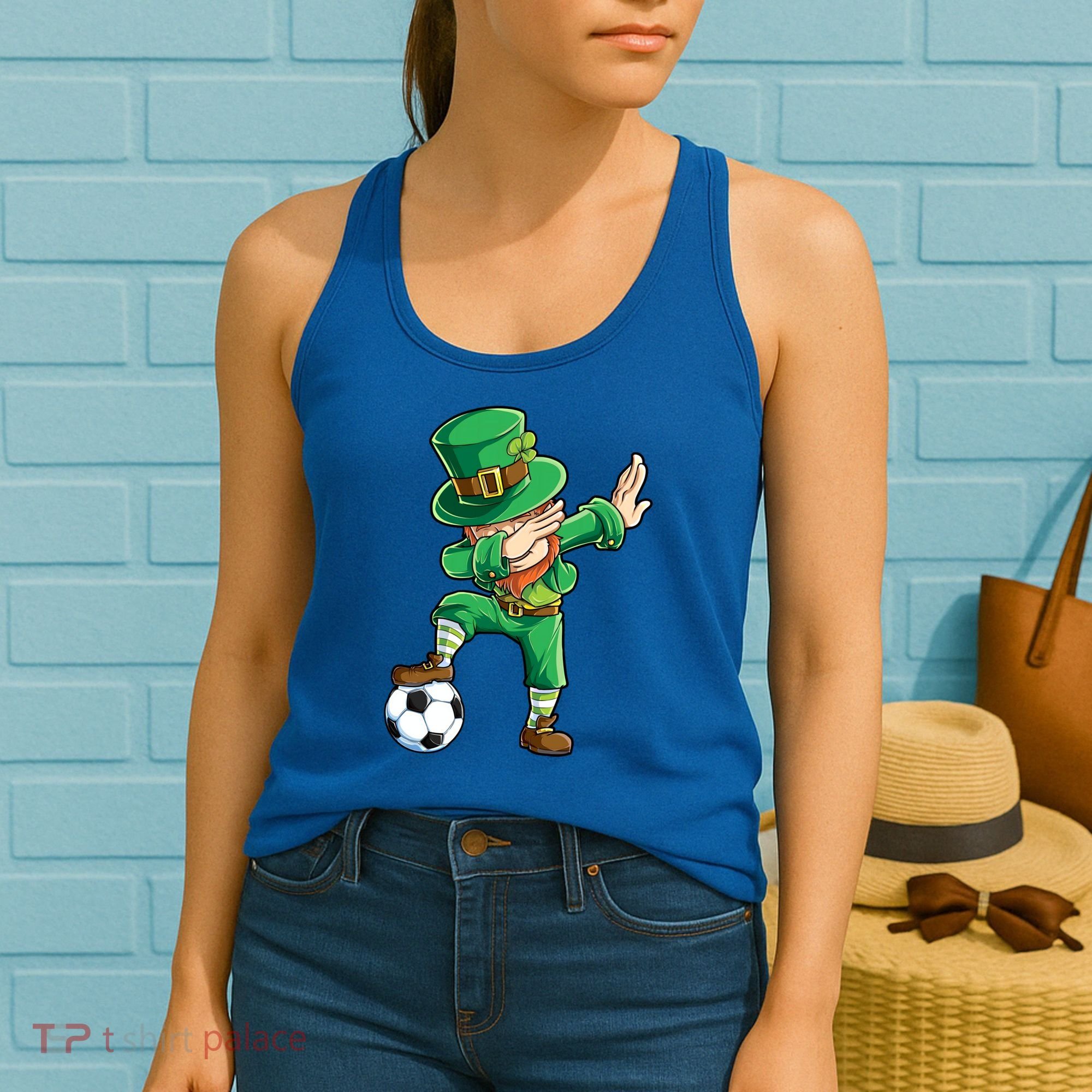 Dabbing Leprechaun St Patricks Day Soccer Sports Gift Women's Tank Top