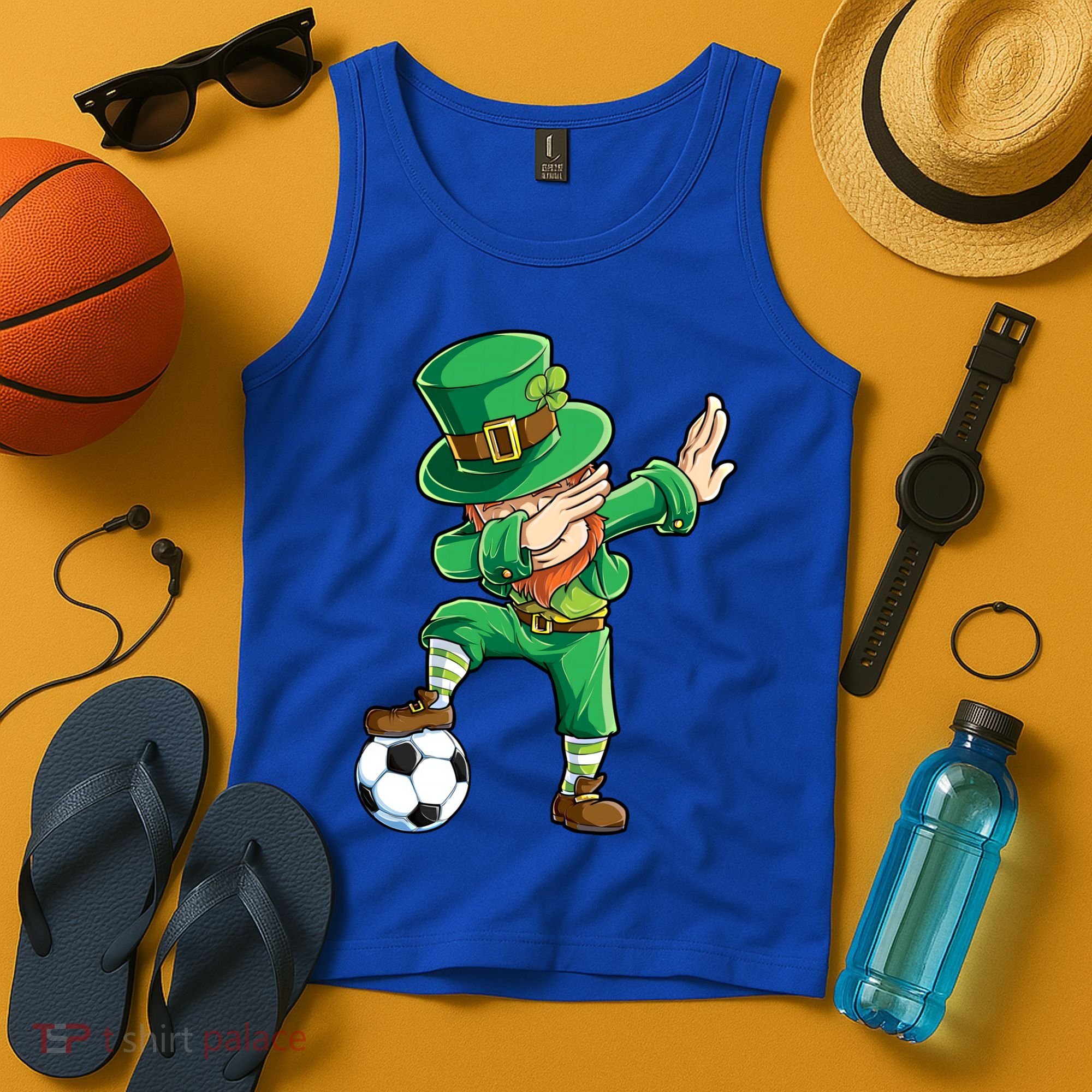 Dabbing Leprechaun St Patricks Day Soccer Sports Gift Tank Top