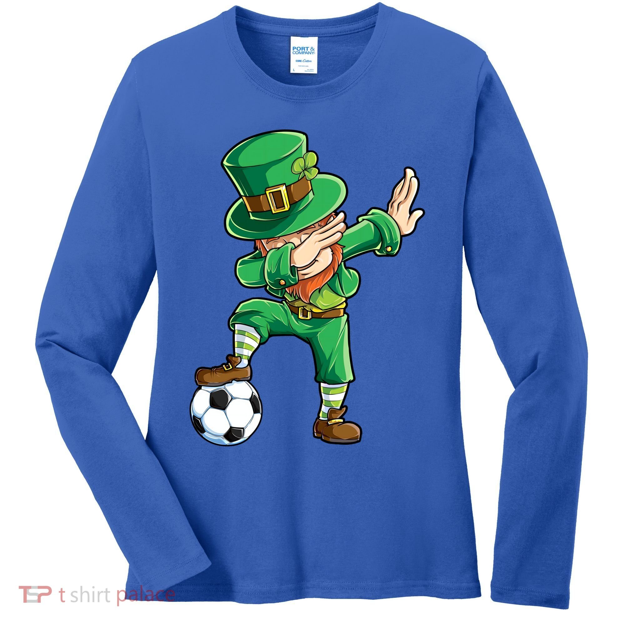 Dabbing Leprechaun St Patricks Day Soccer Sports Gift Women's Long Sleeve Shirt