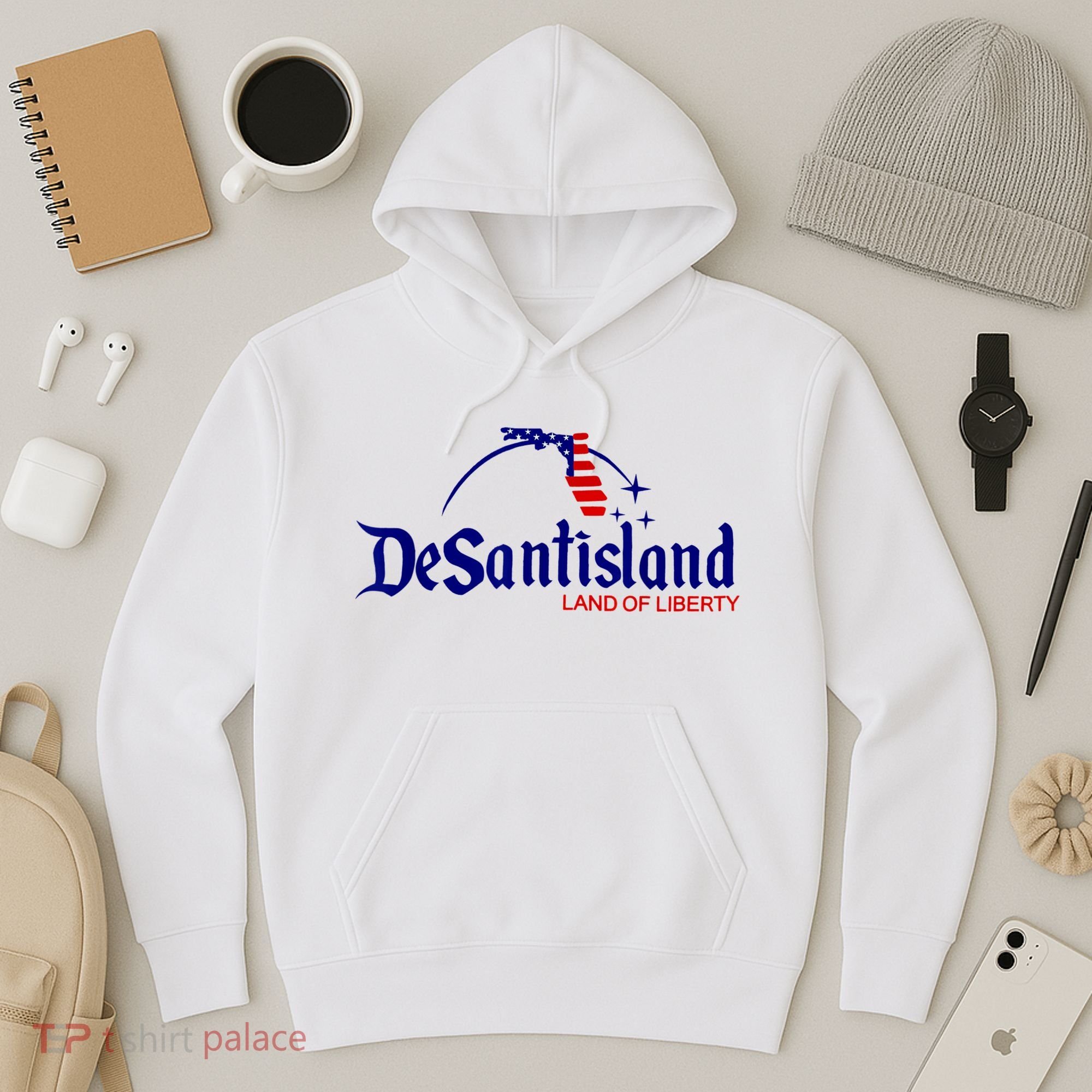 DeSantisLand Land State Of Liberty Florida Map Patriotic Hoodie