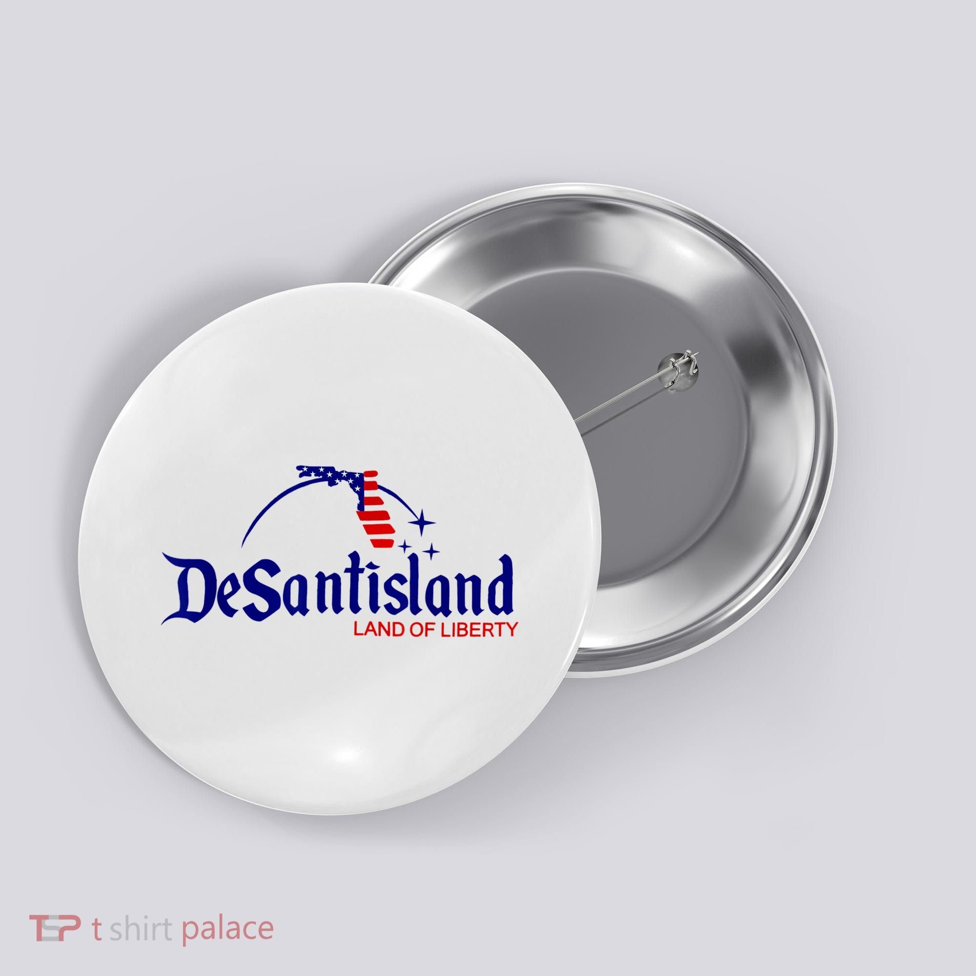 DeSantisLand Land State Of Liberty Florida Map Patriotic Button