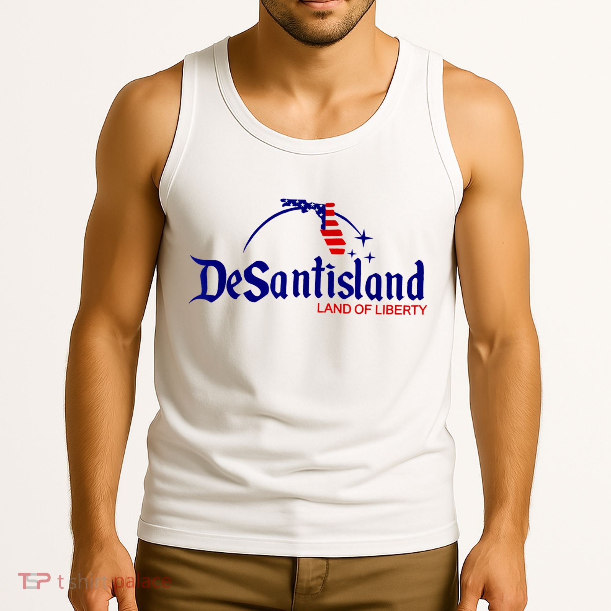 DeSantisLand Land State Of Liberty Florida Map Patriotic Tank Top