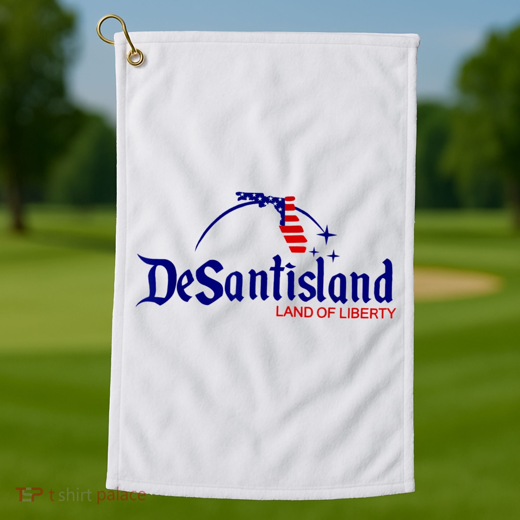 DeSantisLand Land State Of Liberty Florida Map Patriotic Golf Towel